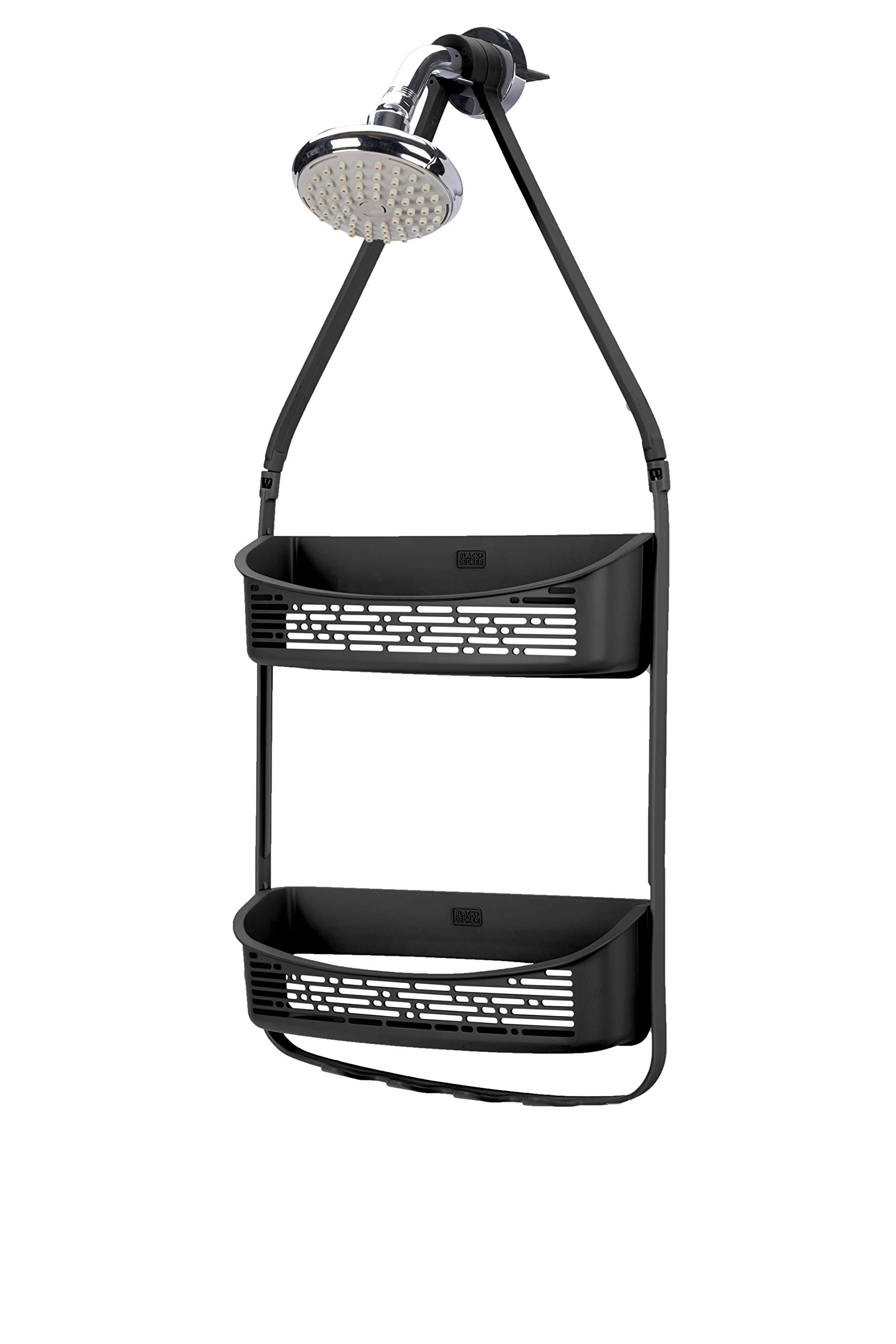 Black & Decker Premium 2-Way Convertible Hanging Shower Caddy, (L) 12.6 X (H) 27.2, Black