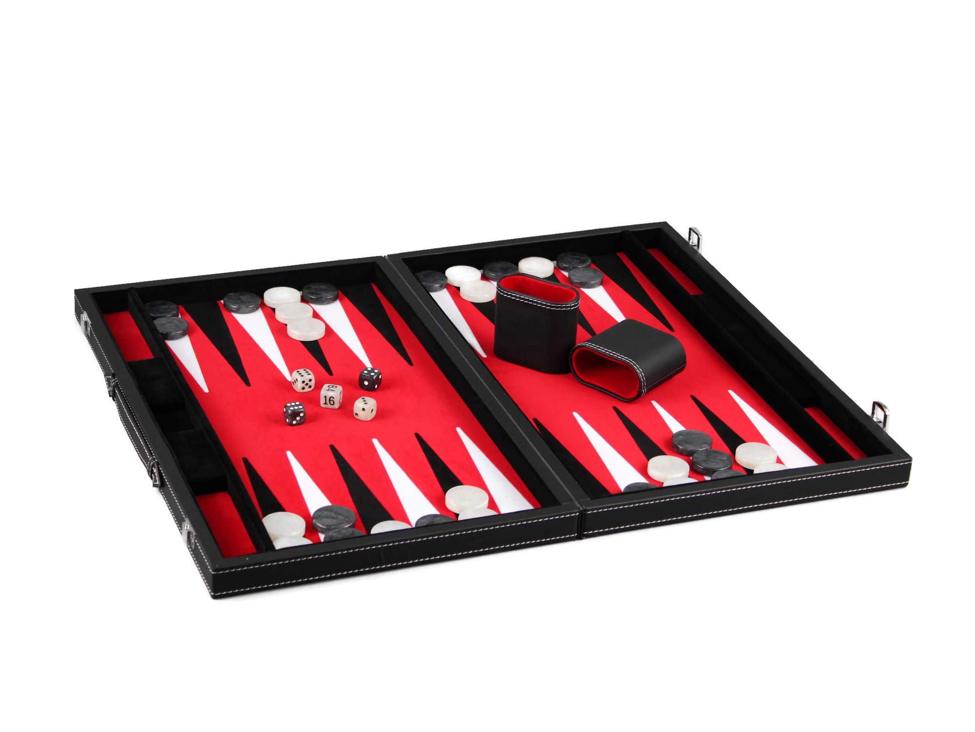 Leather Backgammon Set Royal Red- 15"
