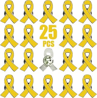 25 Pcs Yellow Ribbon Pin Bone Cancer Awareness Brooch Support Movement Badge