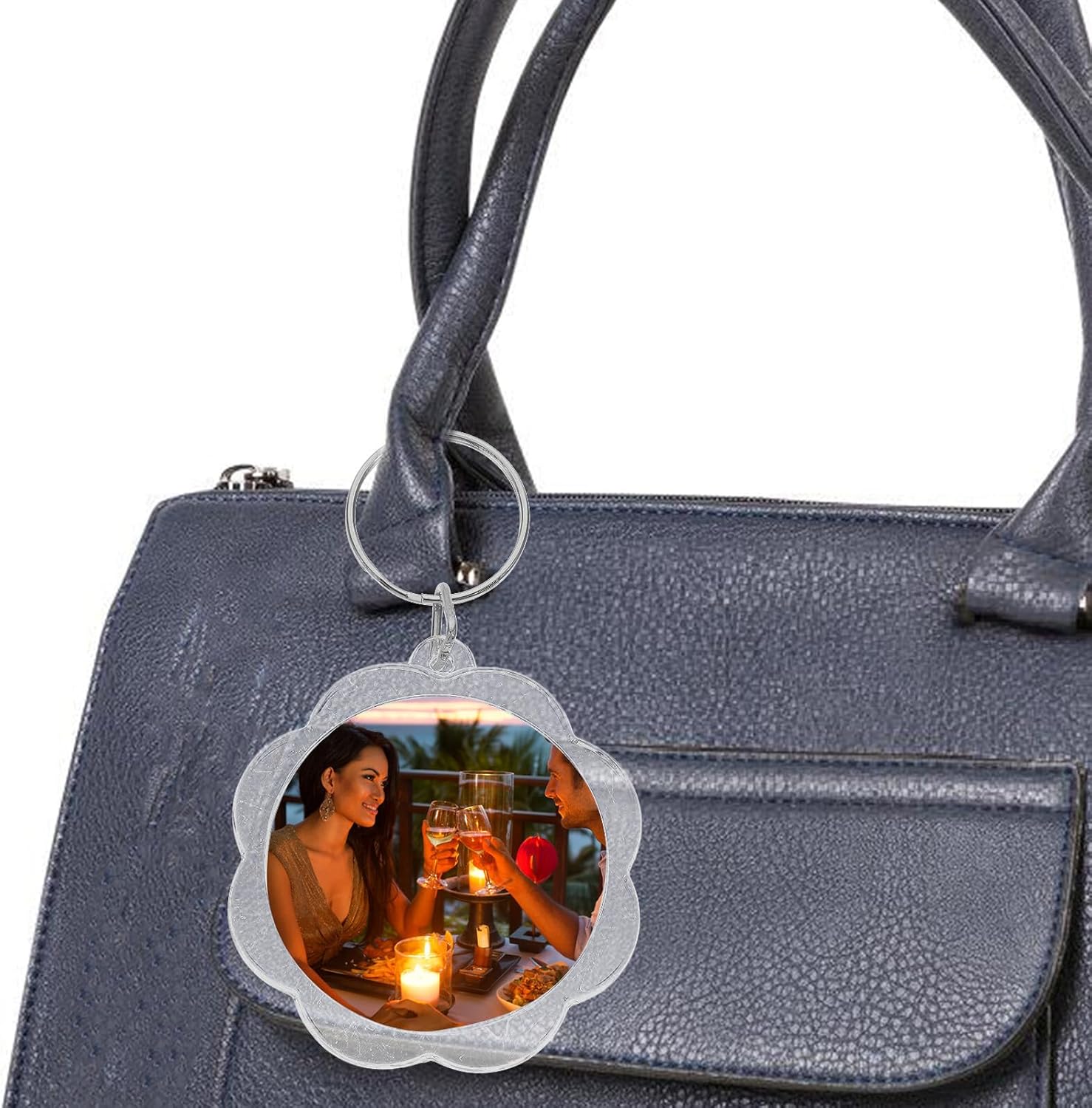 100pcs Acrylic Blank Photo Frame Keychain Set Sunflower Shape DIY Craft Keyrings Accessories for Personal and Souvenirs