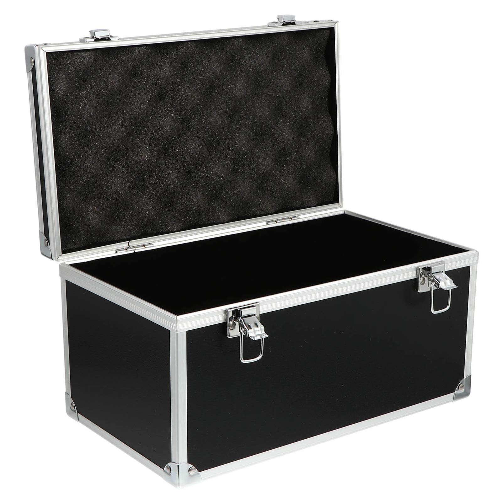 Custodia Rigida In Alluminio Nero Valigetta Antiurto Degli Attrezzi Con Schiuma Per Strumenti di Prova Fotocamere Strumenti Parti Meccanici Garage Strumento 29x16x15cm
