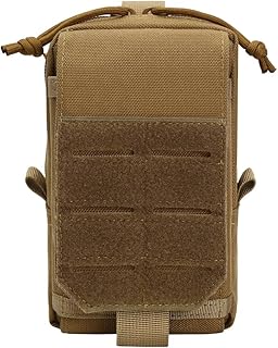 1000D Tactical Molle Pouch Military Waist Bag Outdoor Men EDC Tool Bag Vest Pack Purse Mobile Phone Case Hunting Compact Bag (Khaki)