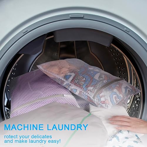 Miniatura 4 de 3 bolsas de lavandería duraderas de malla de panal de abeja, bolsas reutilizables para lavar a máquina para prendas delicadas de 12 x 16 pulgadas (3