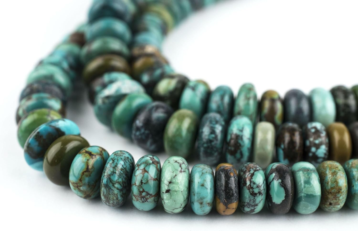 The Bead Chest Graduated Rondelle Turquoise Beads 4-10mm Green Disk Gemstone 16 Inch Strand