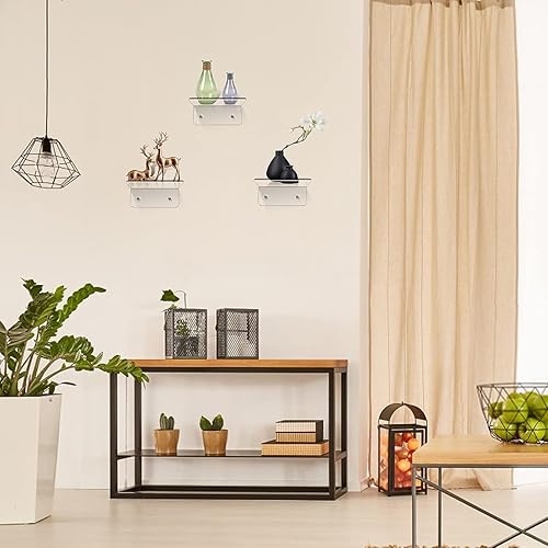 Miniatura 7 de Estante pequeño de acrílico, mini estante flotante de pared, estante de almacenamiento montado en la pared, para figuras pop, plantas, fotos de