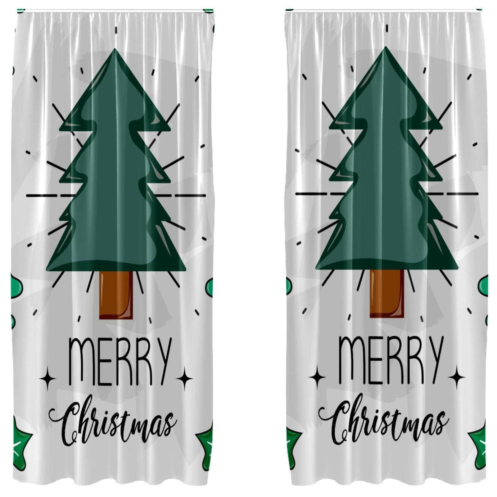 Rideaux occultants sapin de Noël en microfibre au tombé lourd