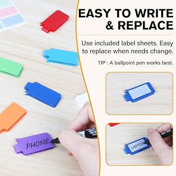 SummerBrite Reusable Write On Cable Labels Wire Tags, 36 Pack, Rectangle