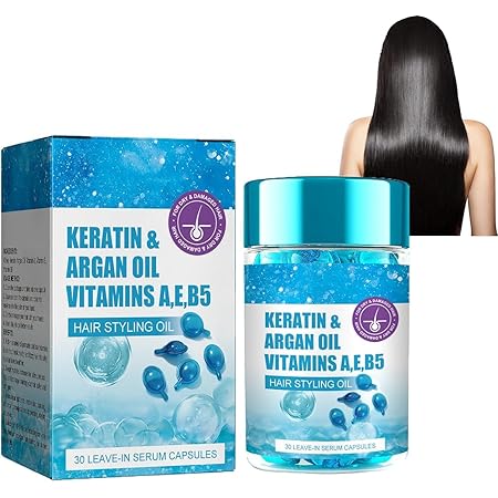 TESAY Hair Serum for Frizzy & Damaged Hair,Hair Styling Anti Frizz Hair Serum Oil,30 Leave-in Hair Serum Capsules,Keratin Hair Treatment with Jojoba & Avocado Hair Oils,Vitamins A/C/E/B5