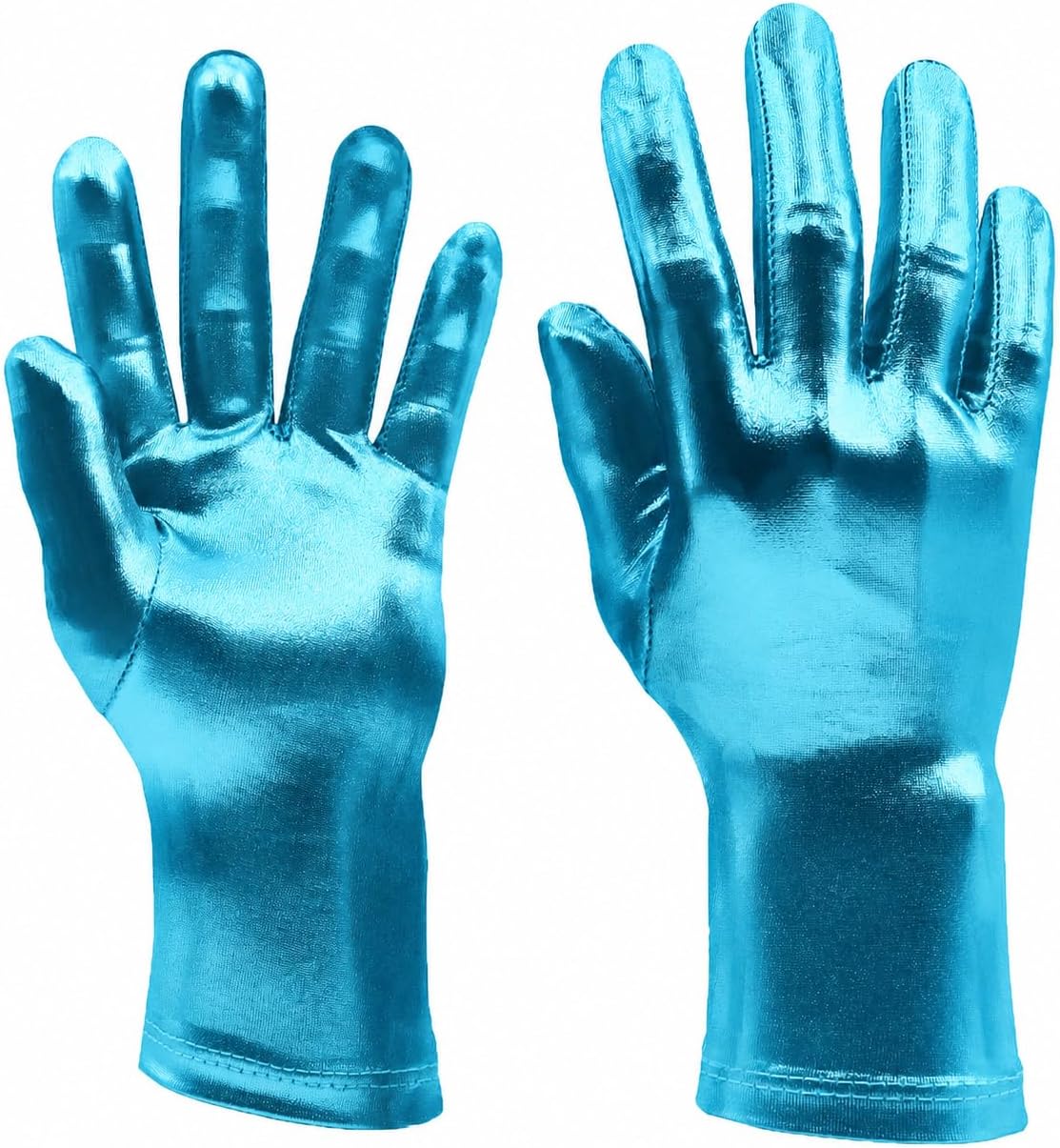 Chendvol Men's and Women's Shiny Metallic Wrist Length Costume Gloves Halloween Cosplay Hand Accessories