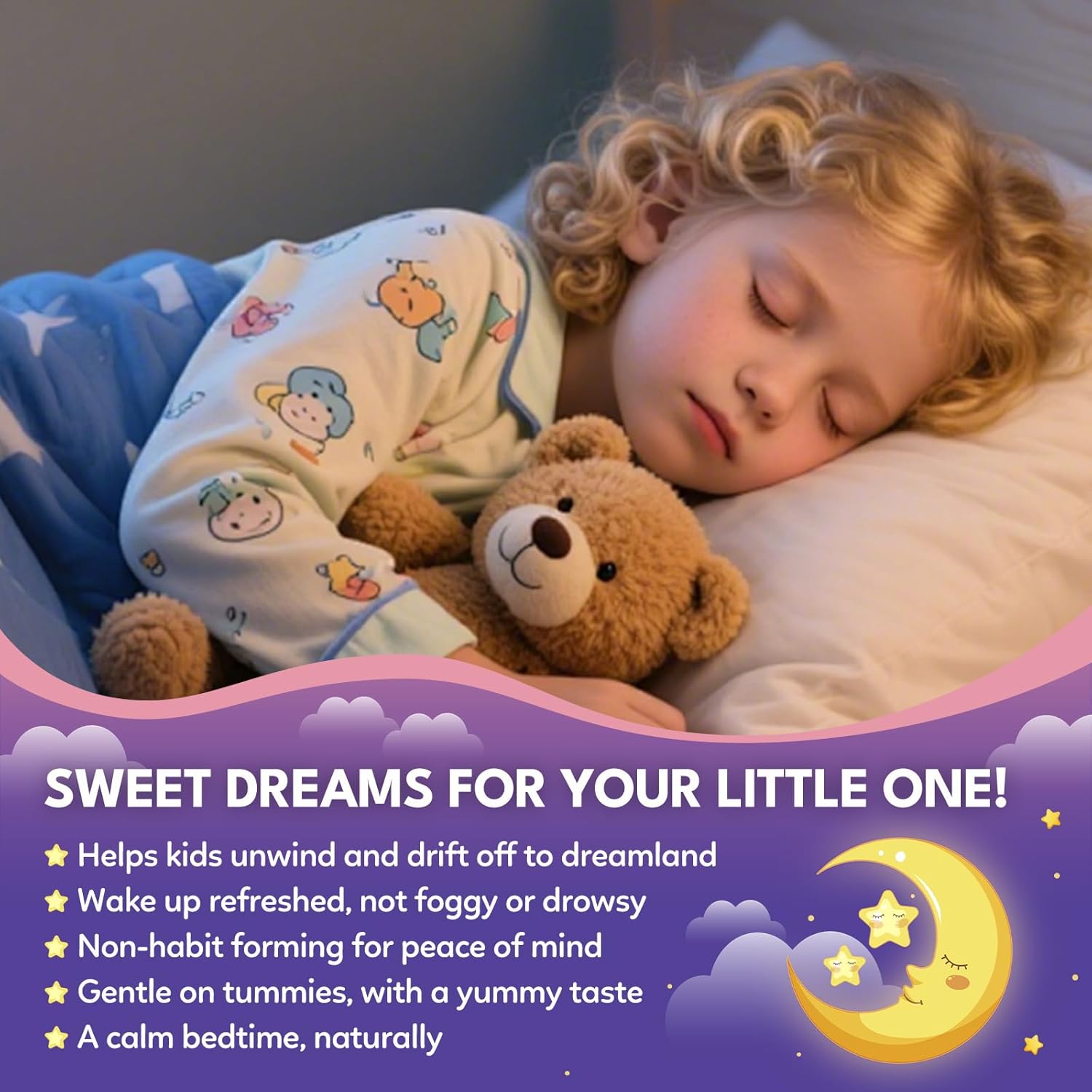 2PCS Magnesium Calming Gummies for Kids 4+ & Adults, Sugar Free Magnesium Supplement with L-Theanine, Chamomile, Vitamins B6, D3, K2, Zinc for Sleep, Relaxation, Focus & Muscle Support