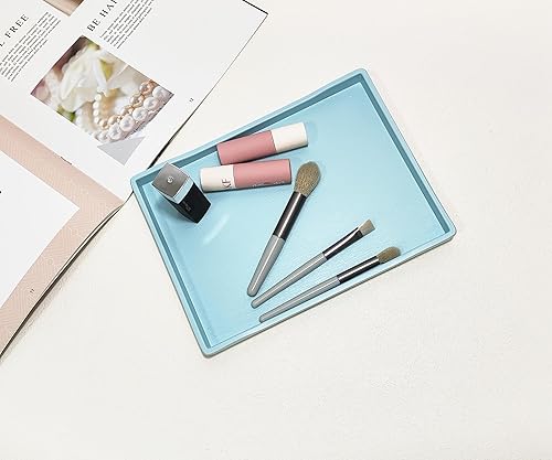 Miniatura 6 de Pequeña bandeja azul para servir (8.5 x 6.3 pulgadas) para accesorios de servir, spa, café, bebidas, vino, té, bar, fiesta, condimento, perfume o