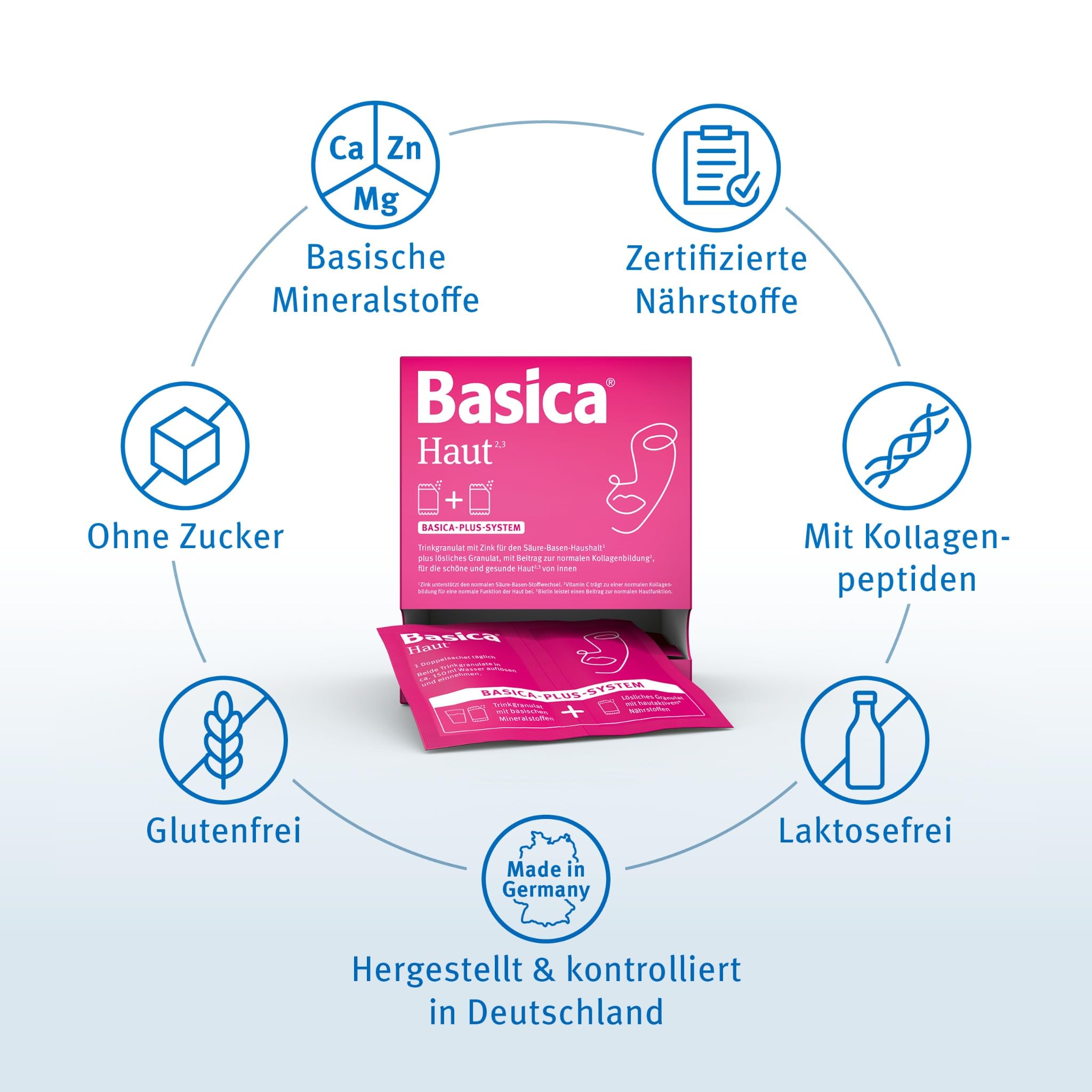 Basica® Haut Basenpulver im Doppelsachet | Säure-Basen-Balance & eine schöne, gesunde Haut von innen* | laktose- & glutenfrei & ohne Zucker | basische Mineralien und Spurenelemente | 30 Doppelsachets