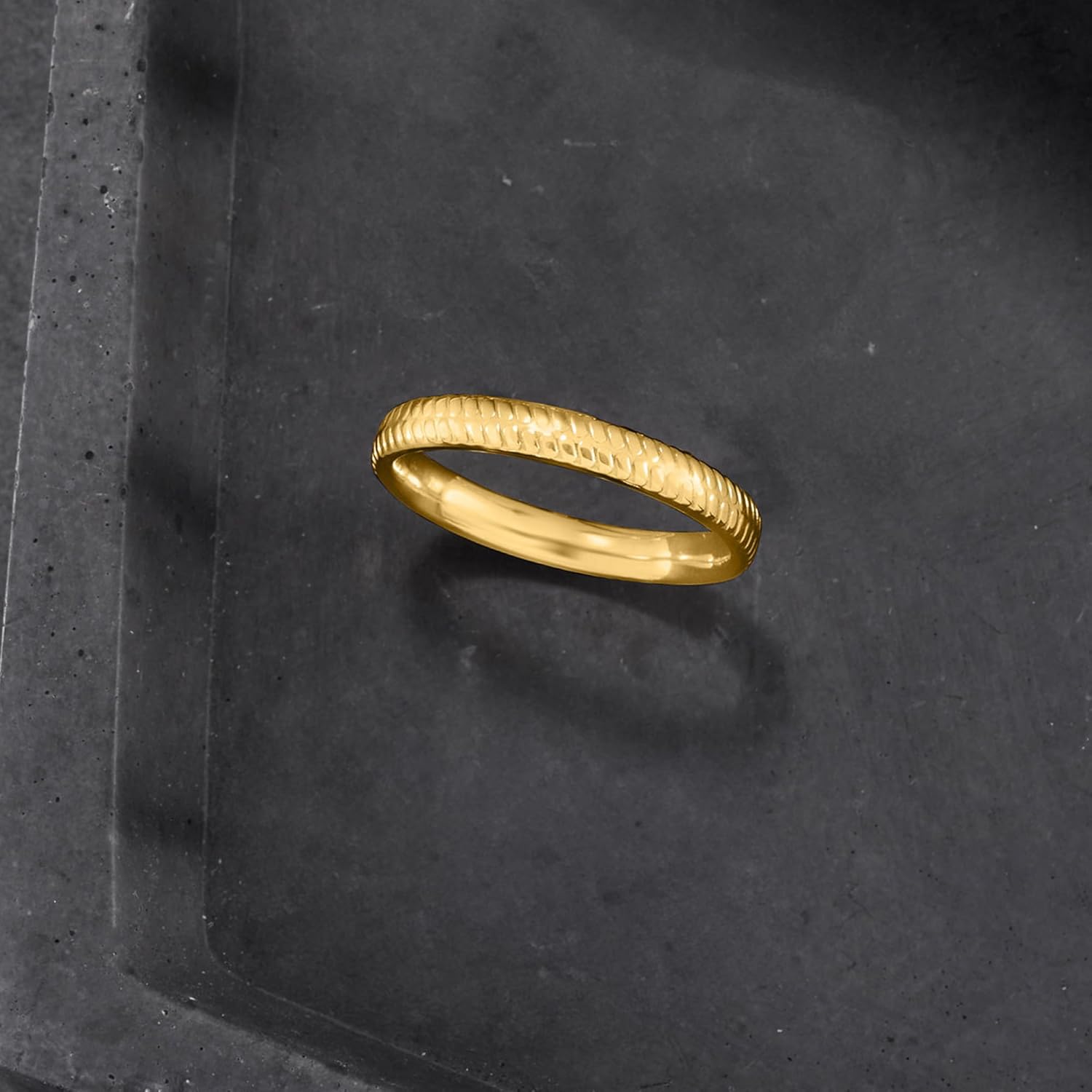 Ross-Simons Pure Collection Italian 14kt Yellow Gold Textured Ring. Size 6