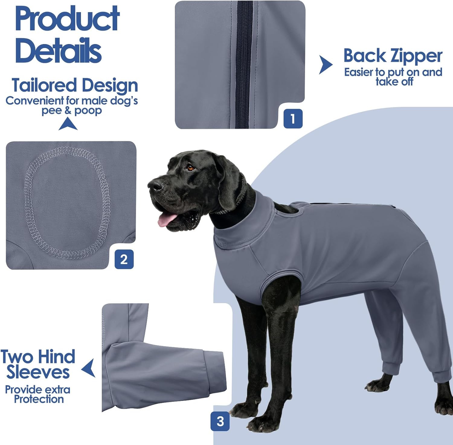 AOFITEE Extra Large Dog Recovery Sleeve, Dog Recovery Suit for Hind Legs, Anti Licking Dog Rear Leg Sleeve for Female Male Dogs, Dog Wound Cover for Rear Leg and Abdomen, Dog Cone Alternative, 2XL