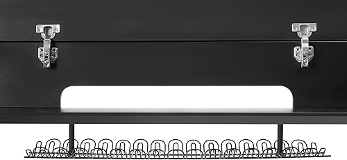 Vista 13 de Gator Frameworks Elite Series - Escritorio con teclado de 61 notas con diseño abatible y paso de cable trasero, acabado gris madera flotante