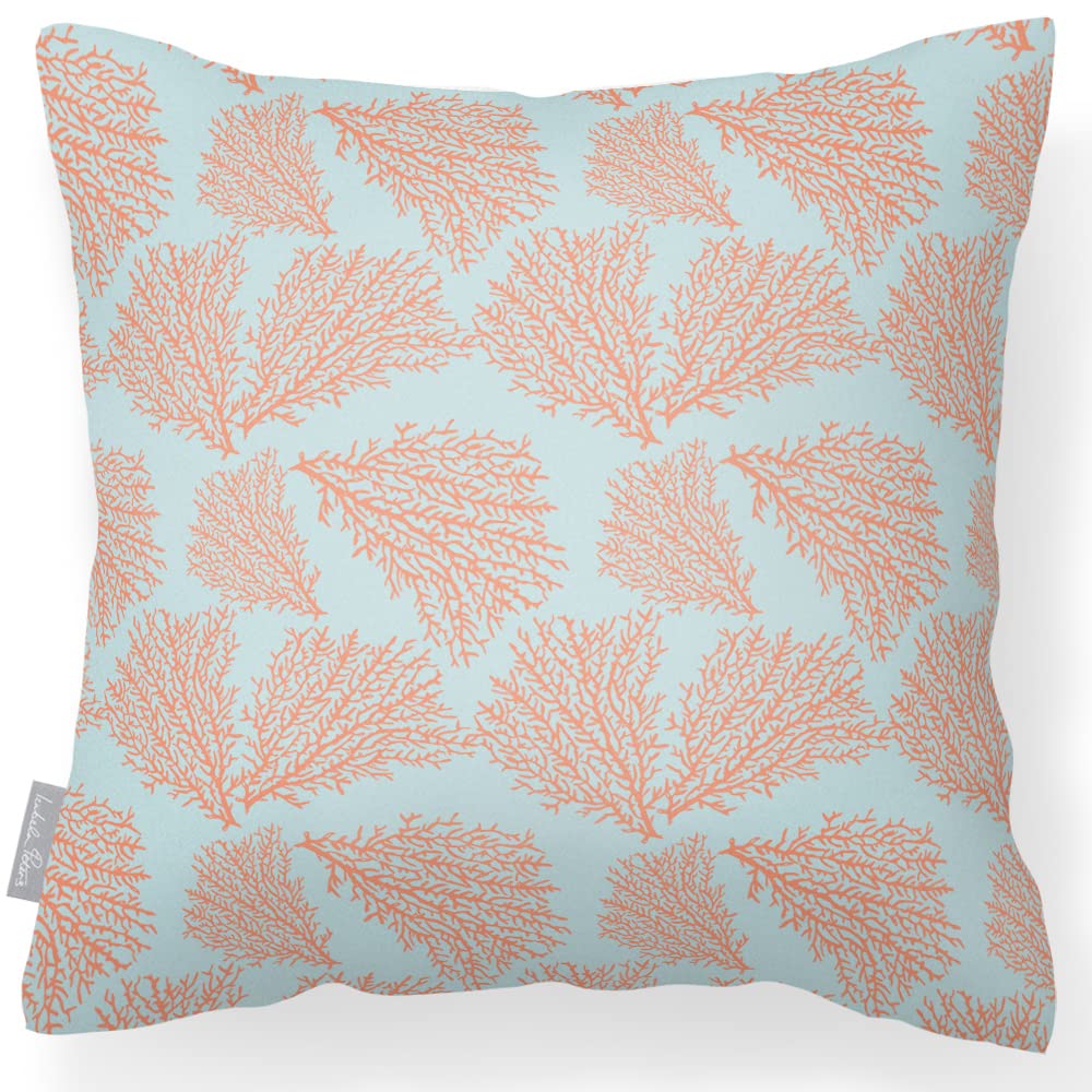Izabela Peters Coral - Duck Egg Outdoor Cushions Waterproof, 43 Cm, Filled Outdoor Cushion, Garden Furniture Cushions, Outdoor Seat Cushions, Garden Chair Cushions