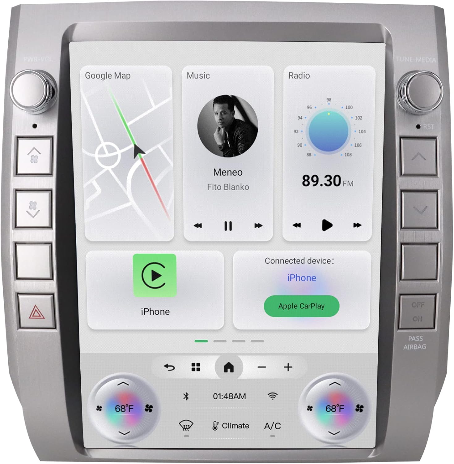 android car radio stereo for toyota tundra 2014-2020 with wireless carplay&android auto,12.1? hd touch screen t-style head unit 3+32g car multimedia player replacement wifi,gps,bluetooth,swc