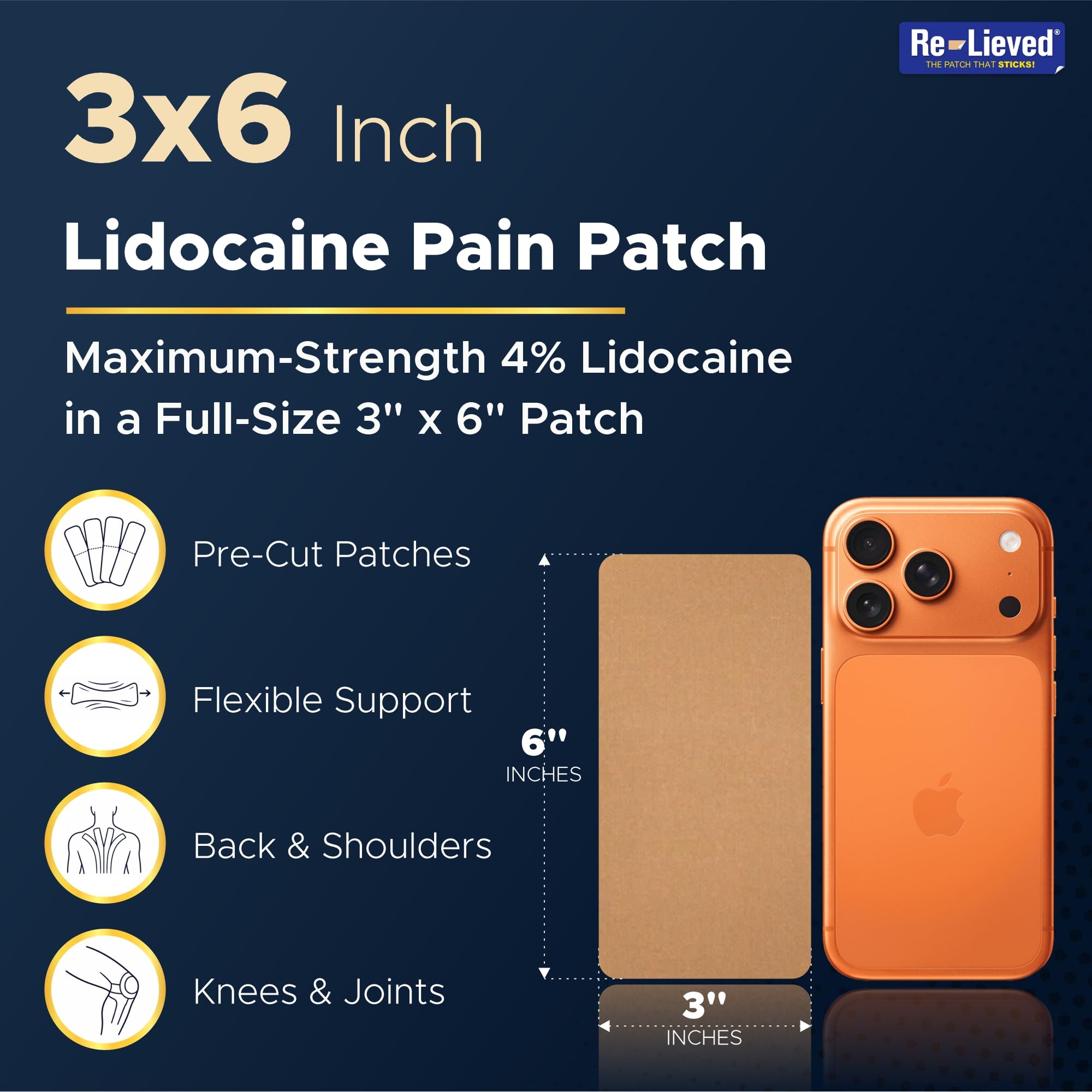 Re-lieved 4% Lidocaine Topical Pain Relief Patches, Max Strength, 20 Count — Amazon image 3