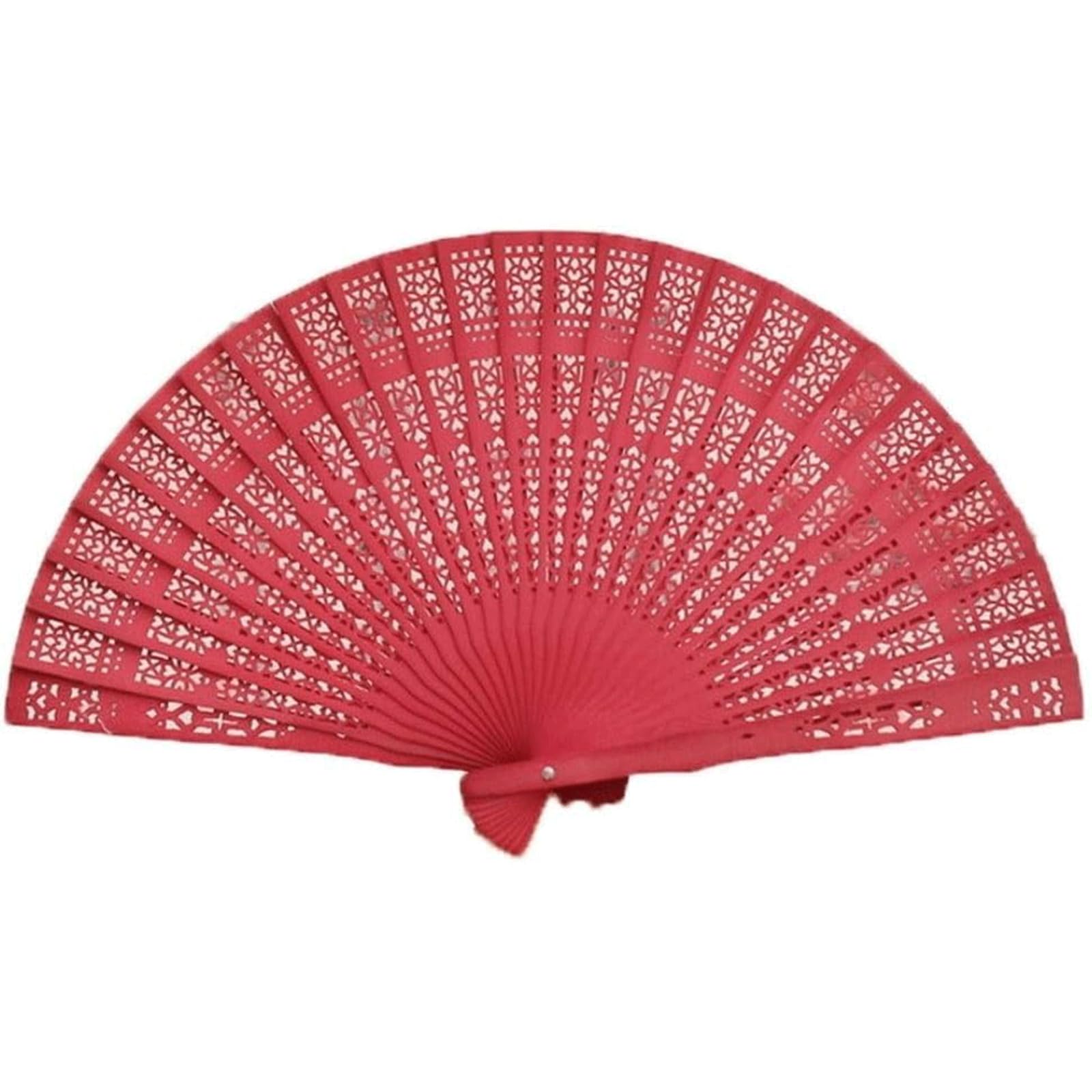 WDCDYQDH Solid Color Hand Fan Hollow-carved Design Folding Wooden Chinese For Party Wedding Dancing Decoration (c) (d One Size)