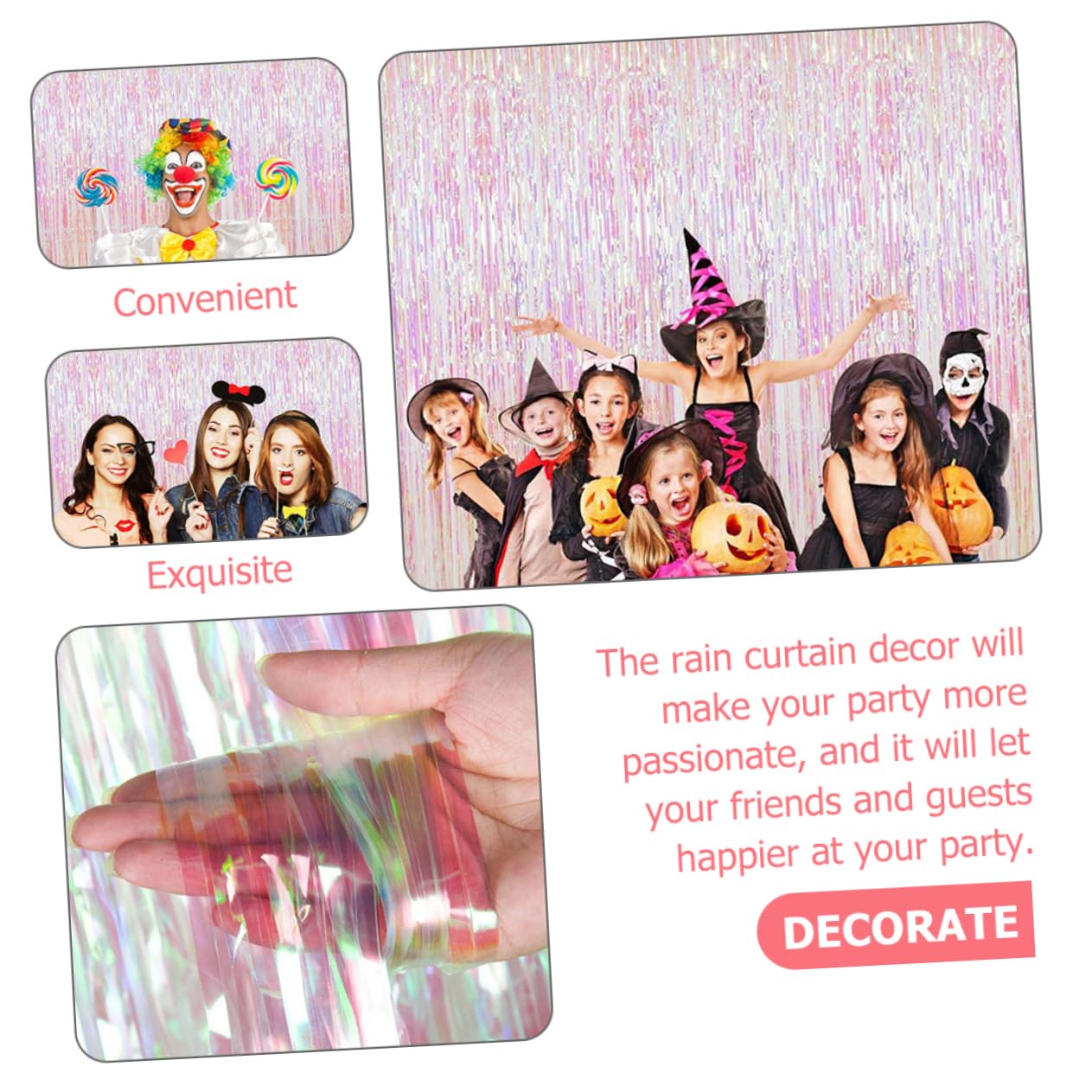 KOMBIUDA 2sets Rainbow Tinsel Curtains Easy to Install Rain Tassel Backdrop for Birthday Wedding and Party Decorations Photo Prop for Memorable Moments