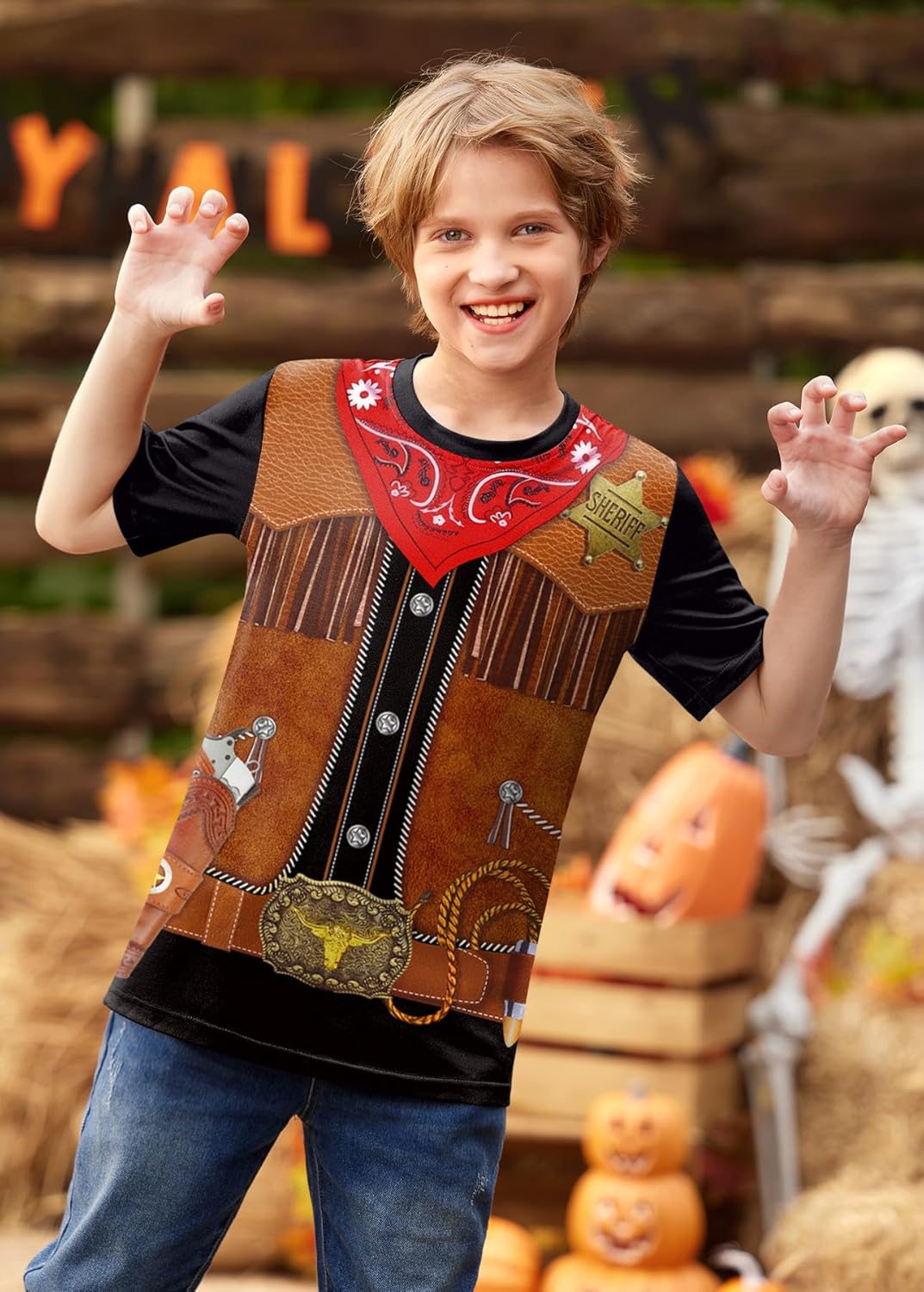 Unisex Kids Halloween Funny Short Sleeve Tee Shirt Cute Print Top 4-14 Years - Image 5