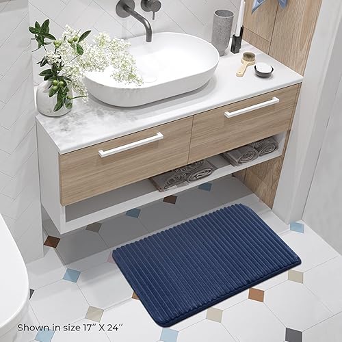 Miniatura 2 de FRESHMINT Alfombra de baño de espuma viscoelástica ultrasuave con infusión de carbón de 17 x 24 pulgadas, alfombras de baño para baño