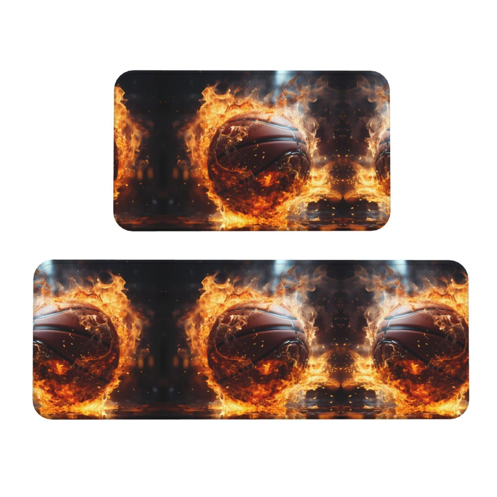 Alfombrillas de cocina antideslizantes con base de seguridad y estampado de balón de fuego