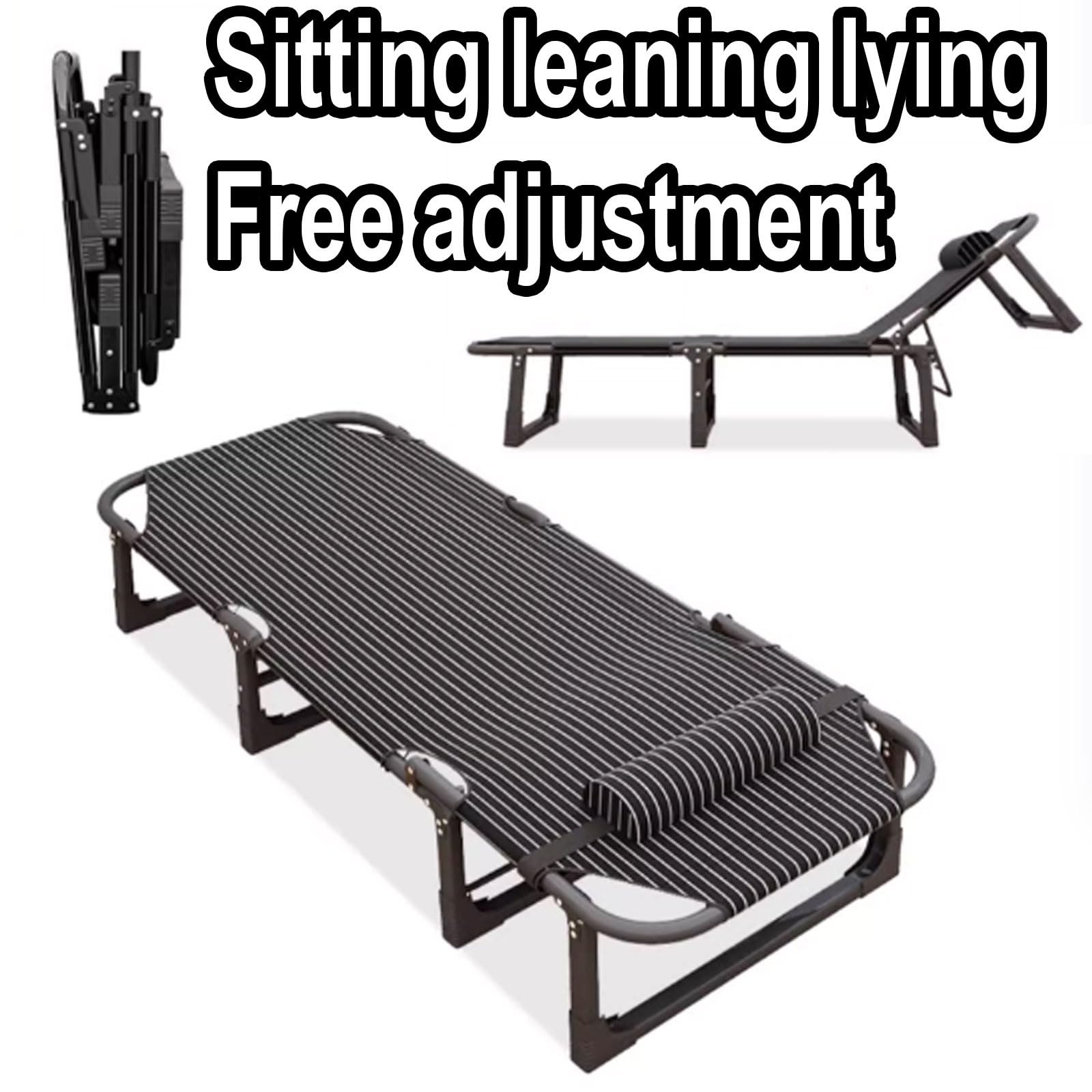 Brandina da Campeggio Pieghevole Tessuto Oxford Telaio in Acciaio al Carbonio Regolazione A 3 velocità per Tenda Arrampicata Pesca Backpacker Spiaggia(190 * 68 * 28cm)