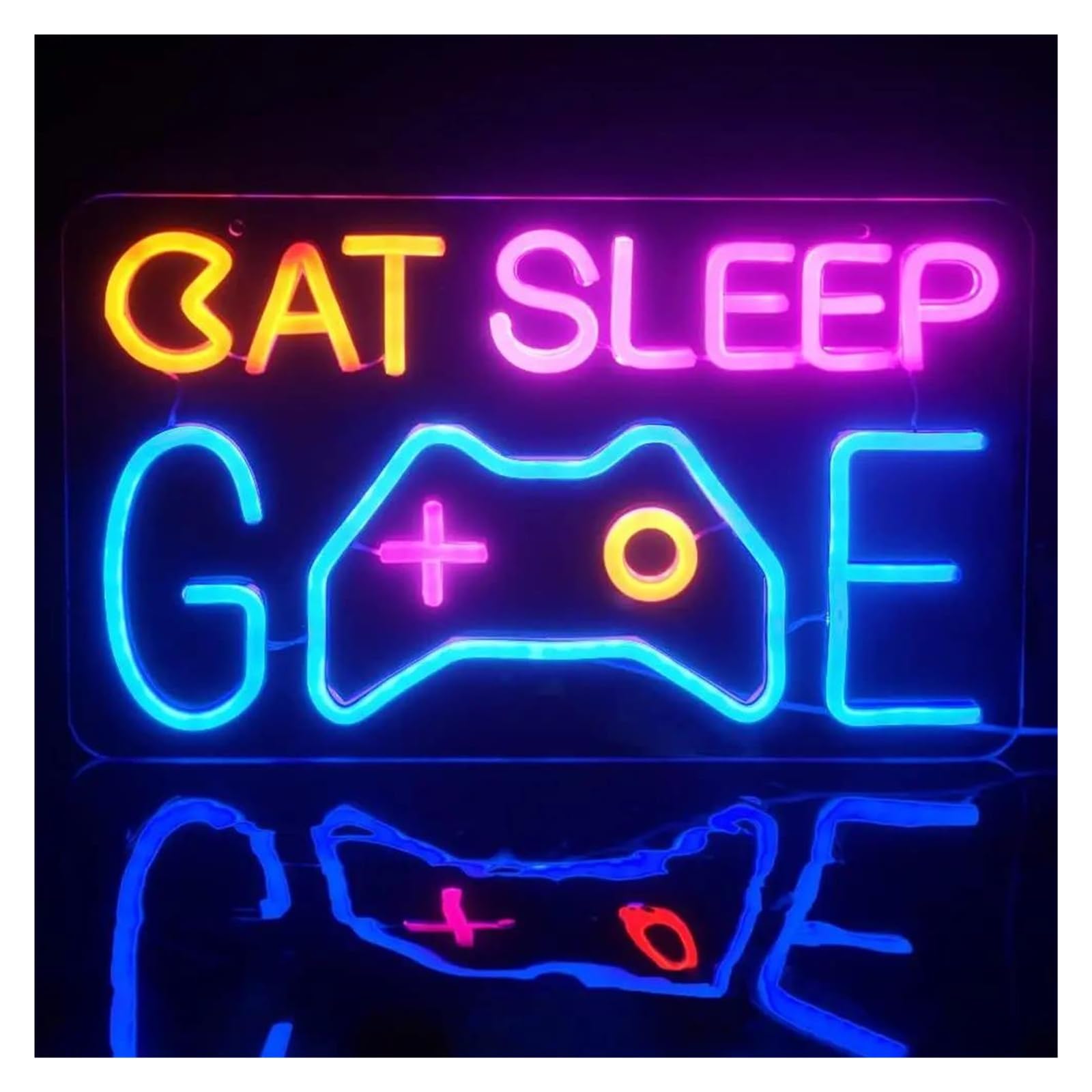 LEMST Signs Lamp Eat Sleep Game Neon Sign Light Dimmable USB Powered for Gamer Gaming Bedroom Bar Beer Men Cave Wall Decor 38.5cmx23.5cm