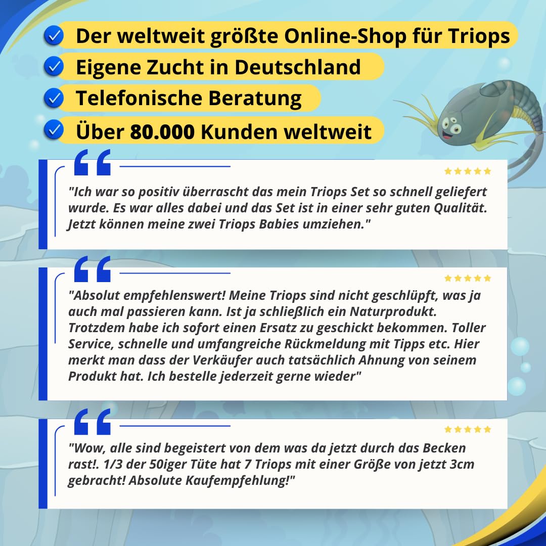 Set per allevamento di Triops longicaudatus, con mangime