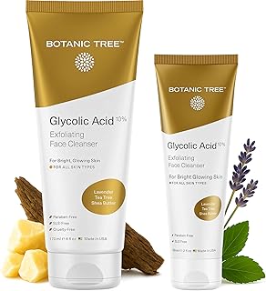 Glycolic Acid Face Wash, Exfoliating Facial Cleanser For Facial Skin Care, Acne Treatment Face Scrub, 10% Glycolic and Salicylic Acid 6 fl. oz - Botanic Tree (Pack of 2 - Buy 1 Get 1 Travel Size)