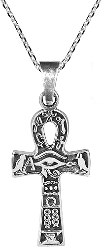 Miniatura 1 de Collar con colgante de plata de ley 925 de ojo egipcio de Horus Ankh Metal