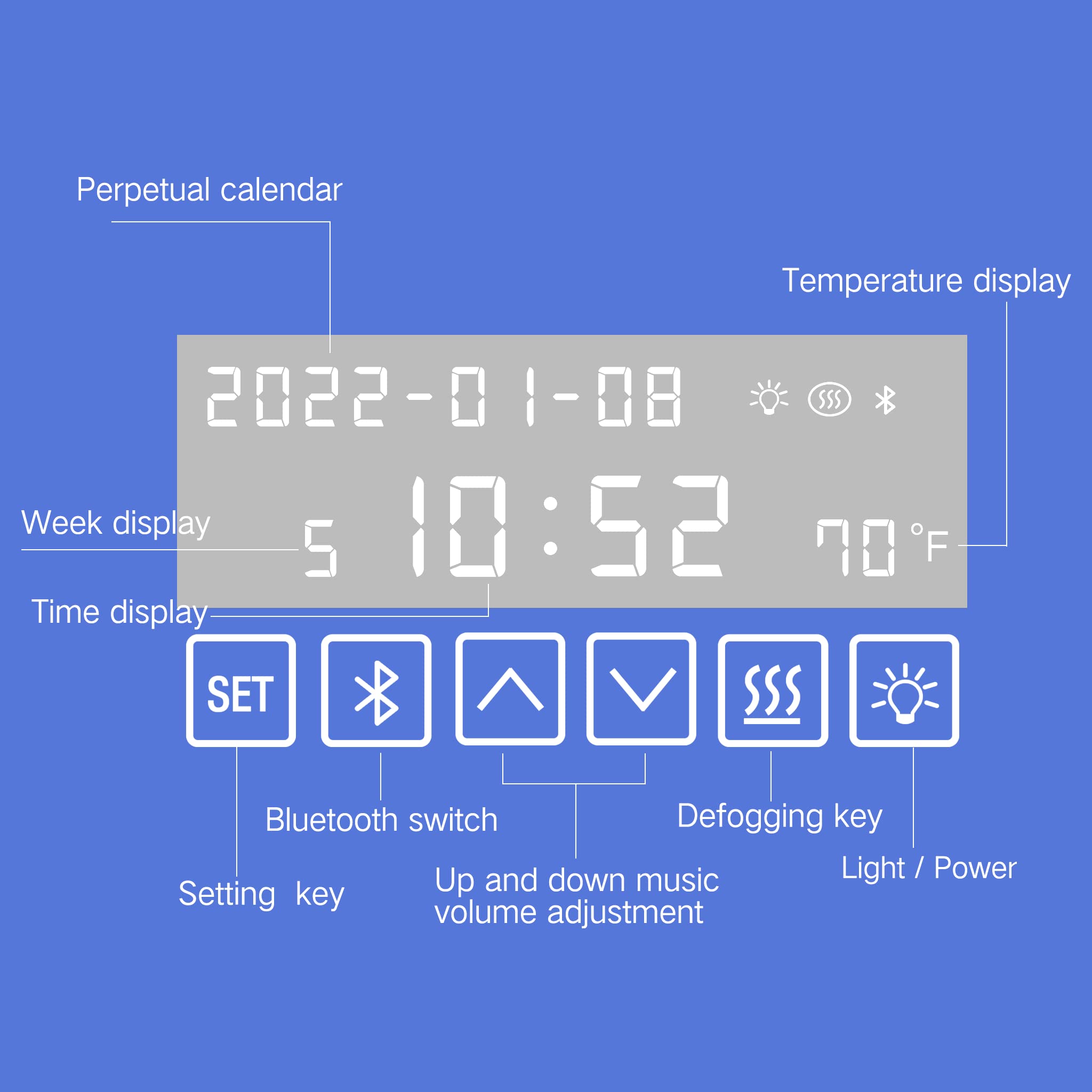 THN LED Bathroom Mirror with Lights Anti Fog Oval Vanity Mirror