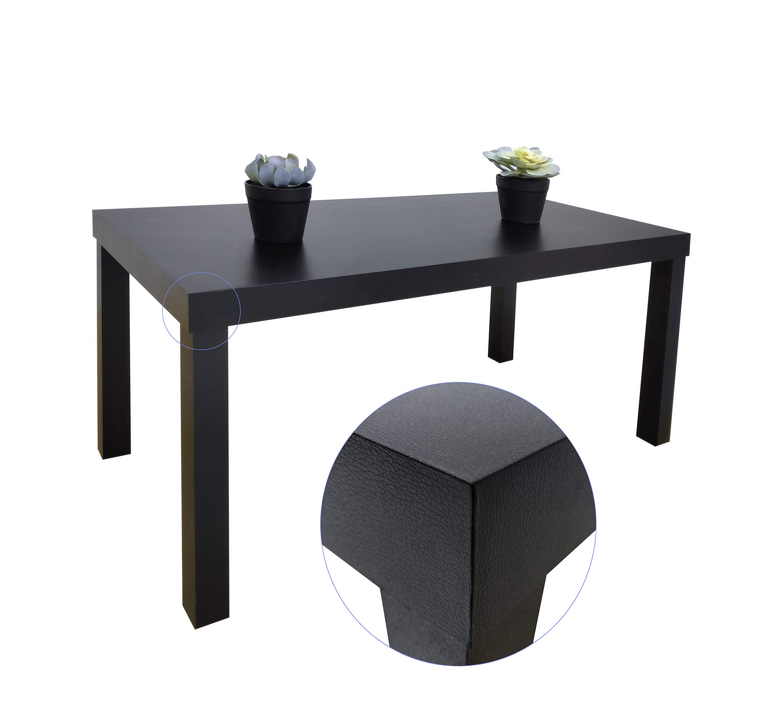 FixtureDisplays Black Coffee Table End SideTable Living Room Furniture Light Weight Willow Grain 10034-NPF