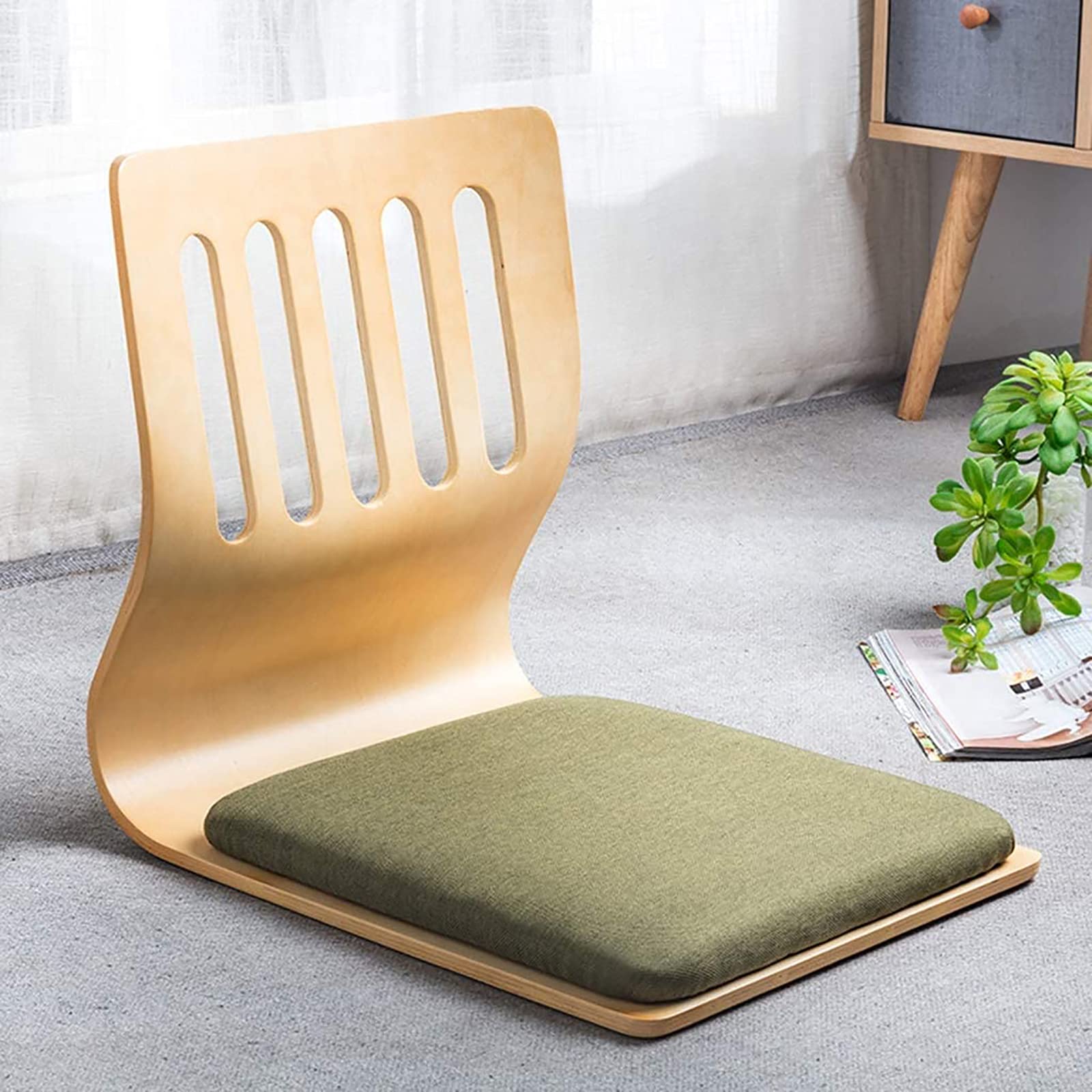 Buy Japanese Legless Floor Chair,Wooden Tatami Meditation Chair Bay Window Lounge Chair Lazy