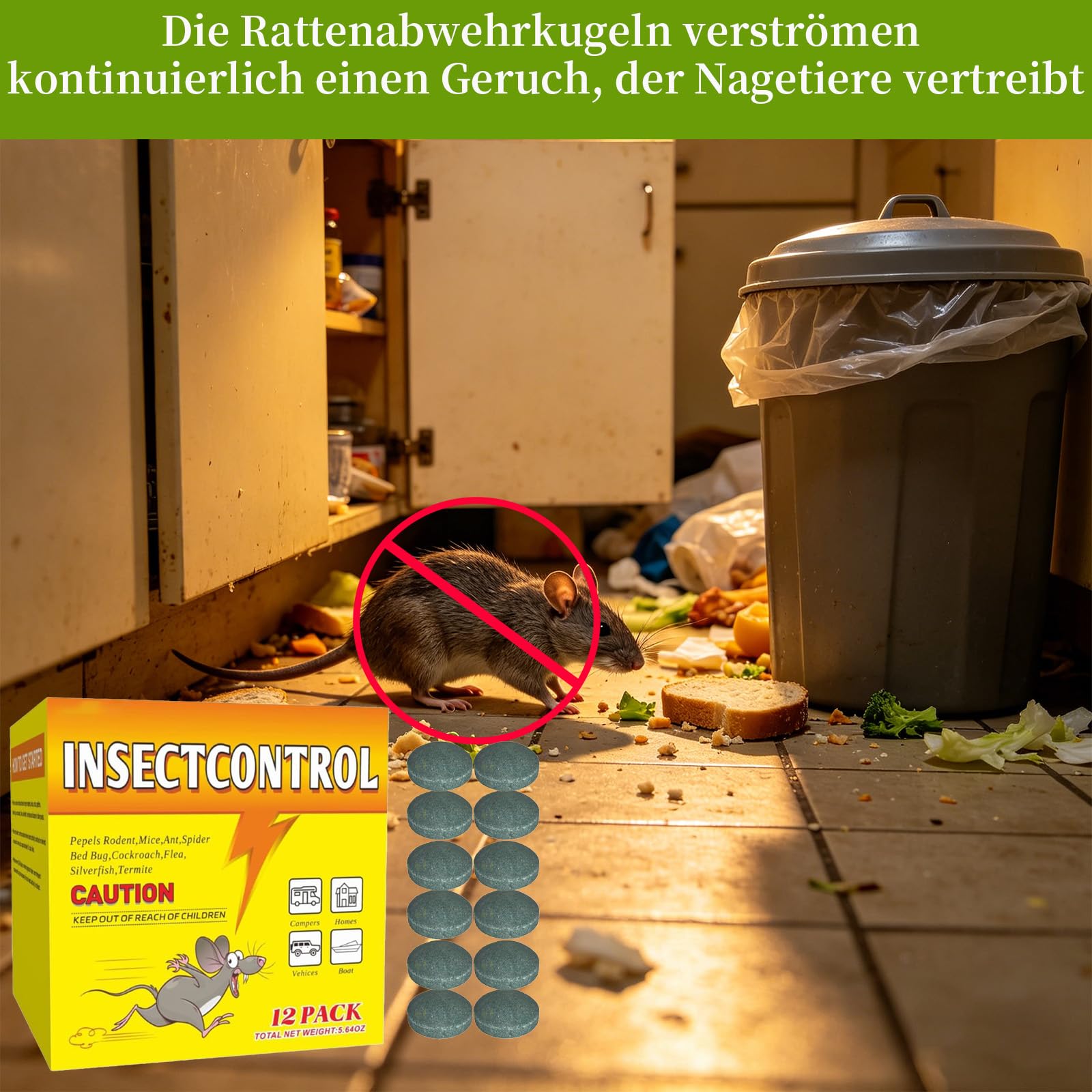 Rattengift Extra Stark für Mäuse,Würmer, Ameisen, Kakerlaken,Spinnen,12 Stück Mäusegift Extra Stark Giftköder Ratten Mäuse Portionsköder für Innen,Außen,Garten,Küche,Schrank,Garage (2Box-24Stück)