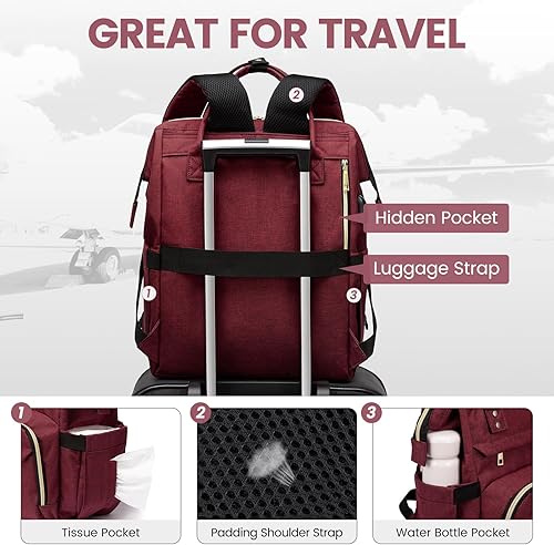 Miniatura 4 de LOVEVOOK - Mochila de mujer para laptop, mochila de viaje profesional de 18 pulgadas con puerto USB, mochila impermeable para trabajo, universidad,