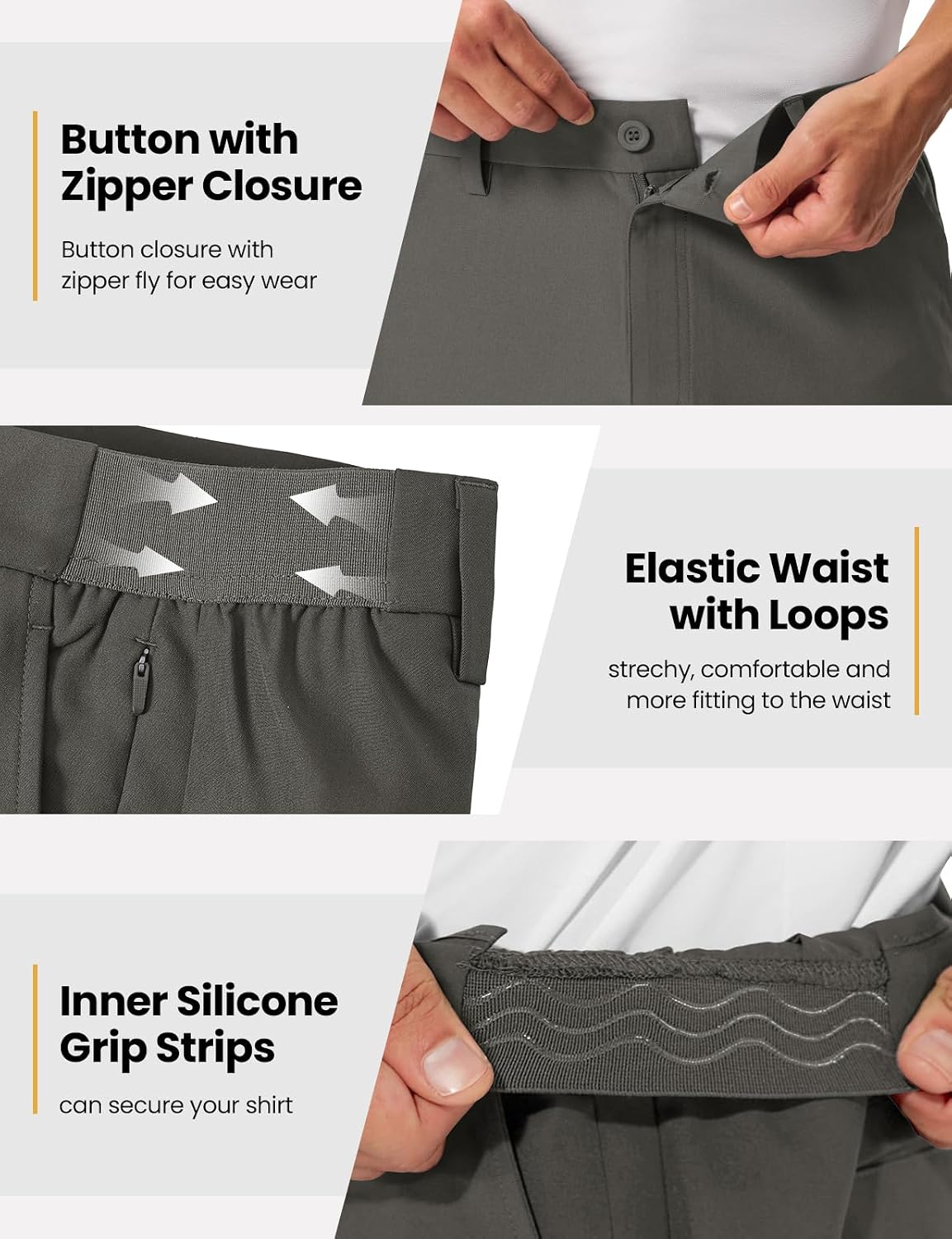 TBMPOY Men's 9" Golf Shorts Stretch Dress Quick Dry Casual Flat Front Elastic Waist Shorts for Men with 5 Pockets,Dark Grey 38