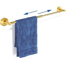 2 Pack Adjustable Towel Bar, HOMOTEK Economic Bathroom Towel Holder Rod from 12 Inch to 22 Inch Single Towel Racks, Wall Mount Towel Rail, Towel Hanger Hook for KitchenGold