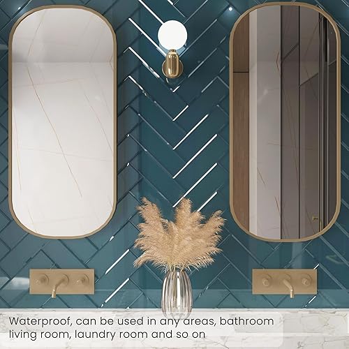 Miniatura 2 de Azulejos de cristal de metro de 4 x 12 pulgadas, color verde azulado oscuro para pared de cocina, baño, paquete de 12 hojas