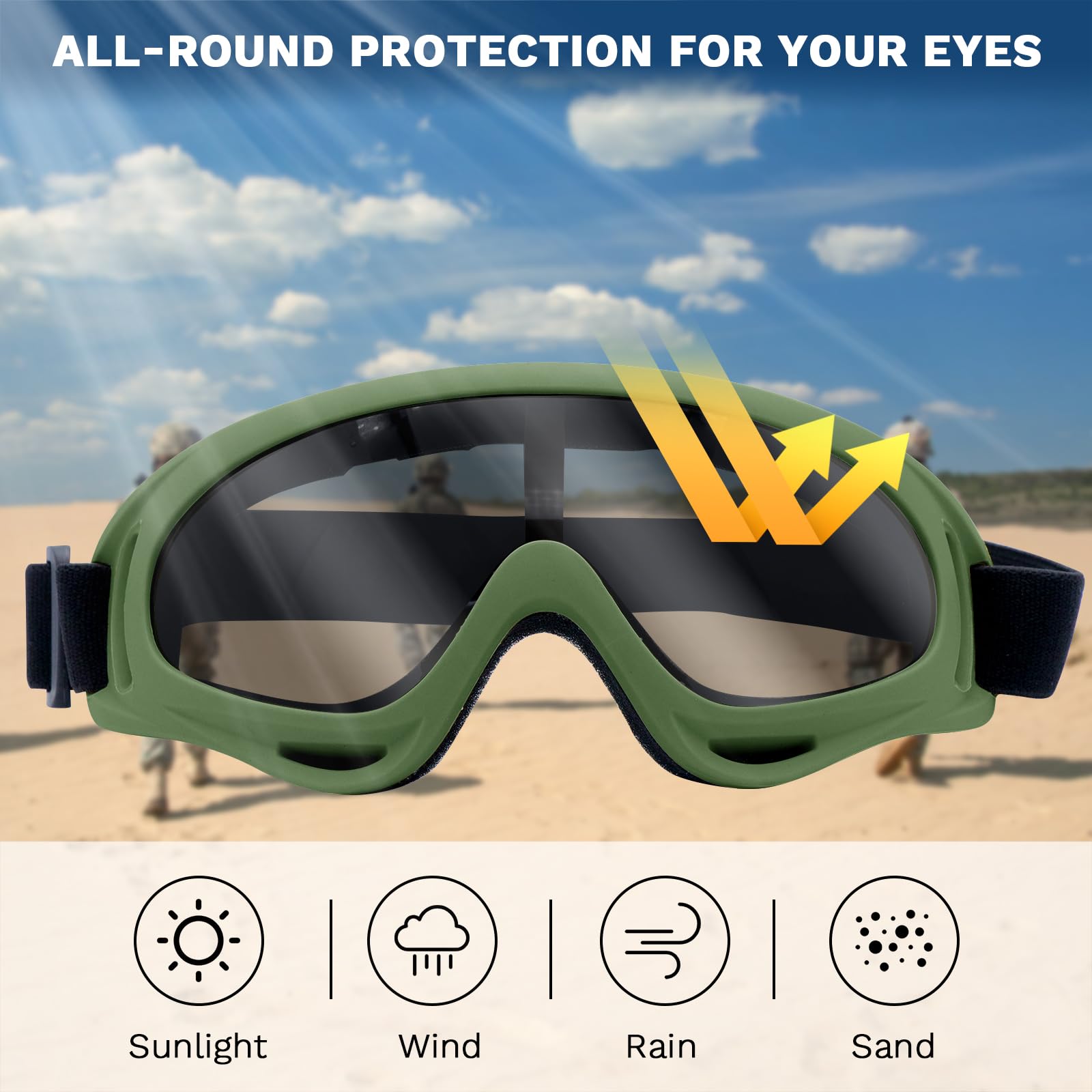 Maschera Airsoft con occhiali, pieghevole mezza faccia Airsoft Mesh Mask con protezione per le orecchie per Paintball Shooting Cosplay CS Game