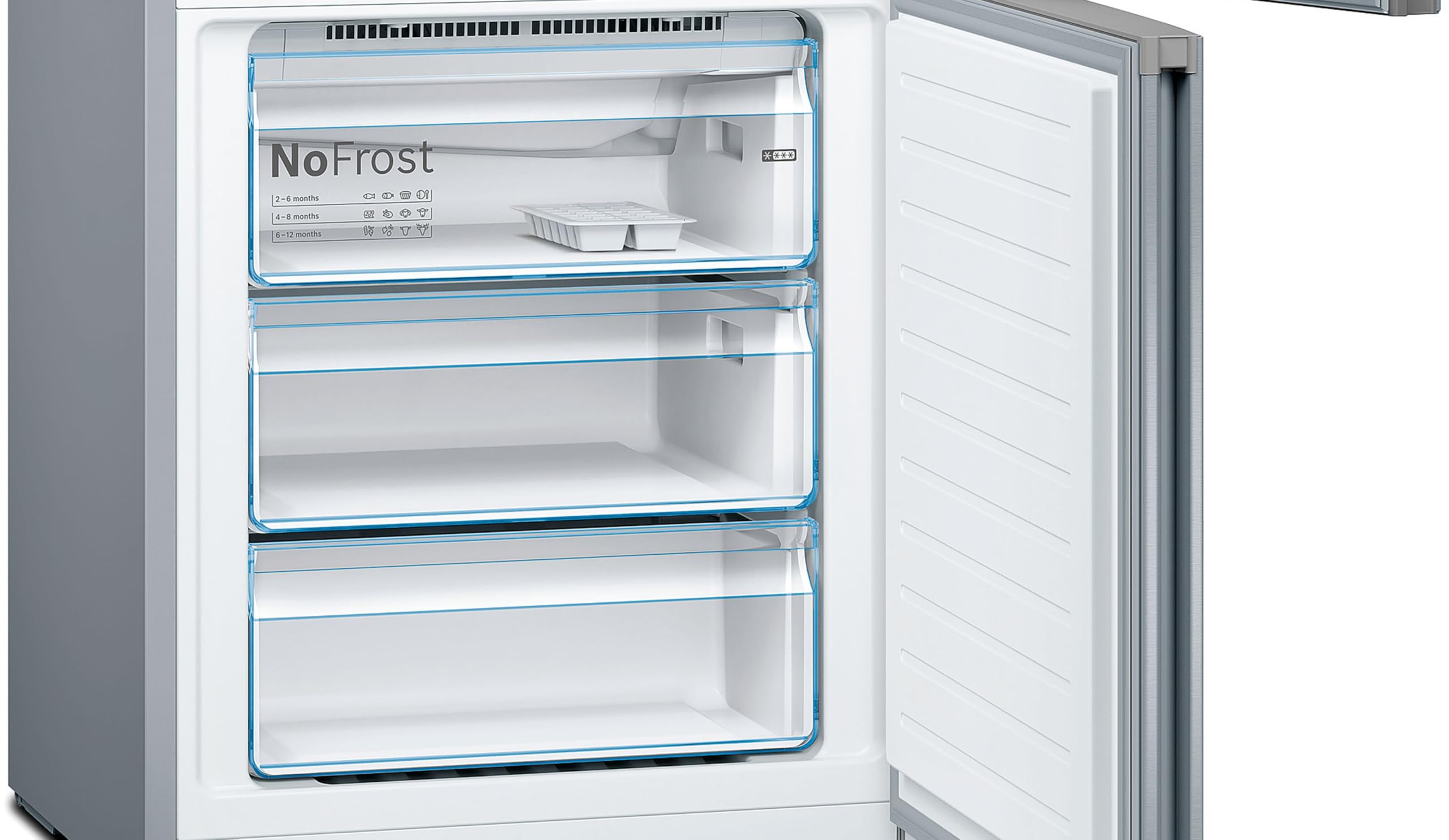 Bosch, Frigorífico combi, Serie 4, XXL, Total NoFrost, Inox, KGN493IDA | Gran capacidad para no quedarte sin espacio y tecnología que evita la escarcha.