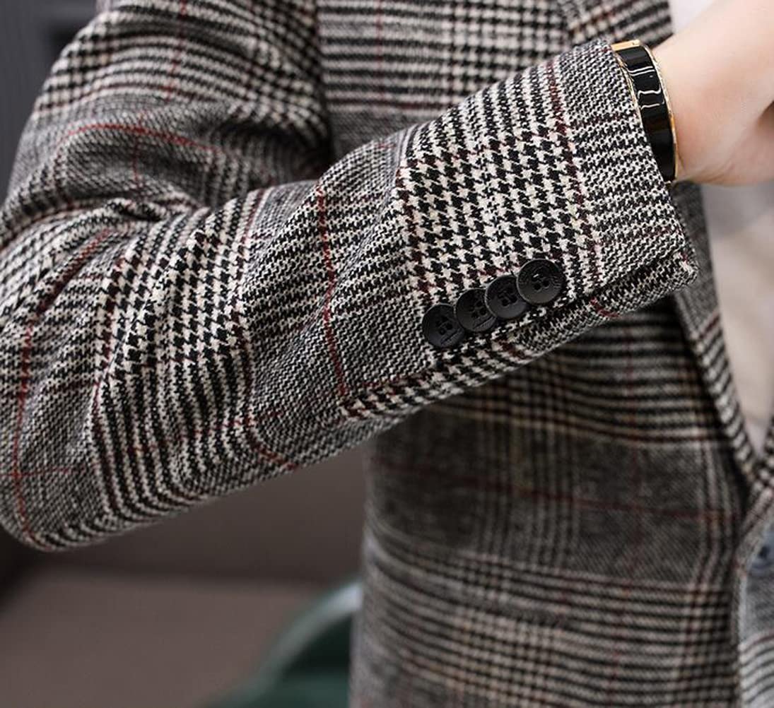 Marynarka męska wąska marynarka męska w kratkę pasuje do jednego guzika marynarka męska elegancka forma na wesele biznesowe wieczór, czarny, M