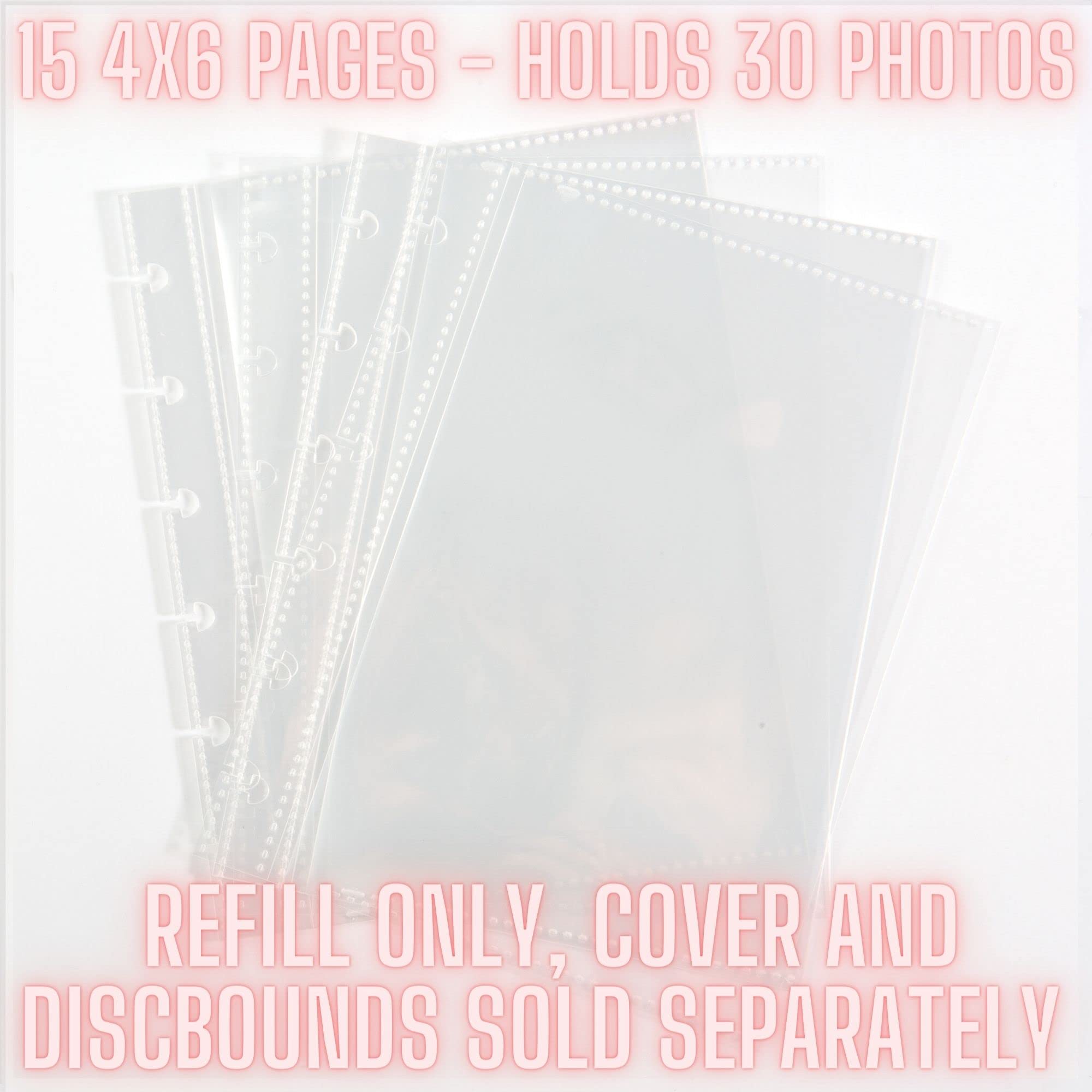 Customizable Discbound Photo Album, Fits 4x6, 2x6 Photobooth, 3x4 Photos, Mix And Match Pages, Combine And Build Your Own Story (4x6-15 Pages - Holds 30 Photos, Refill - Additional Pages)
