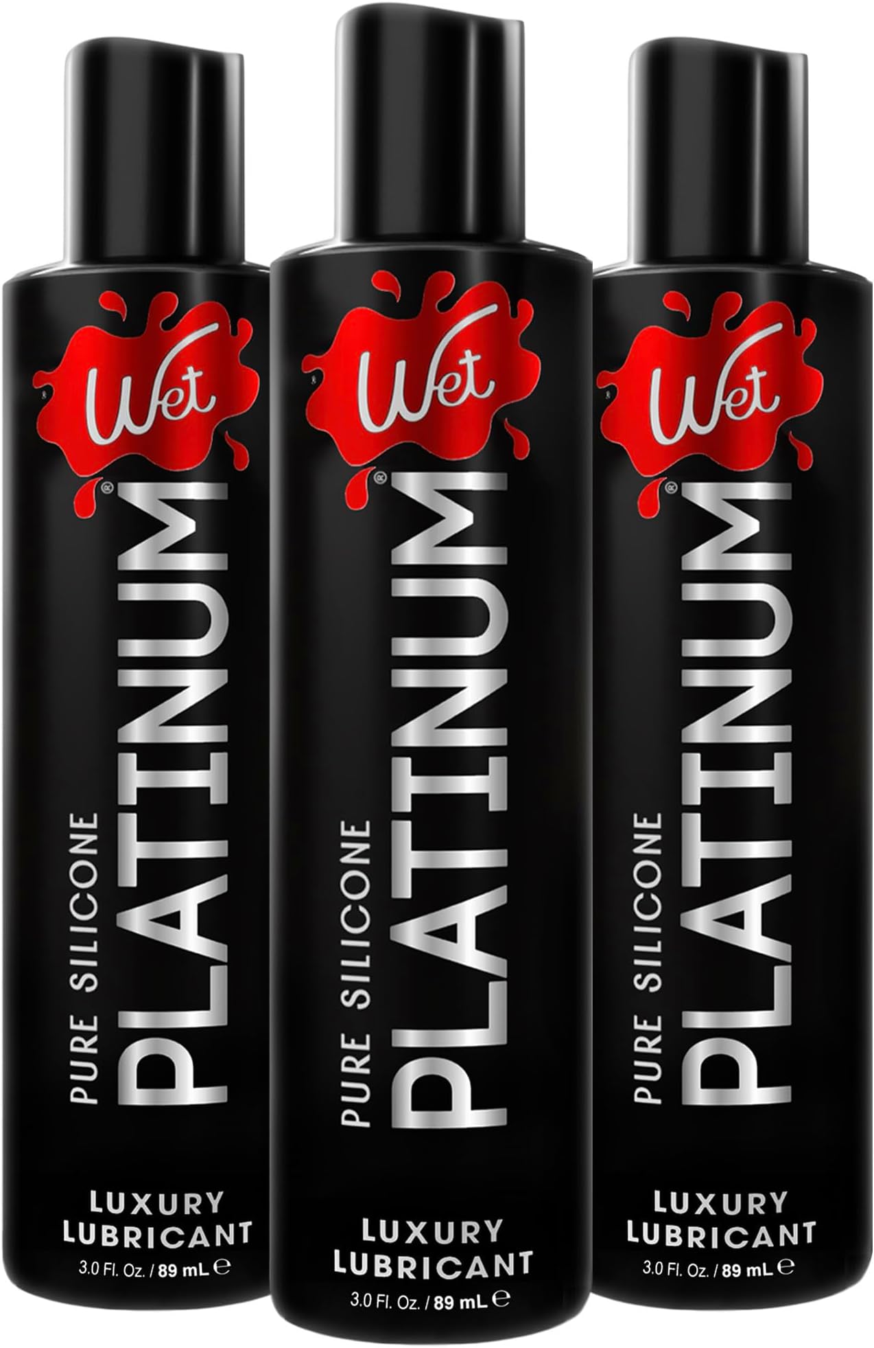 - Wet Platinum Silicone-Based Personal Lubricant | Ultra Smooth, Super Slick, Hypoallergenic, Long-Lasting Performance, Waterproof Formula| Lube for Men, Women & Couples, 3 fl oz (Pack of 3)