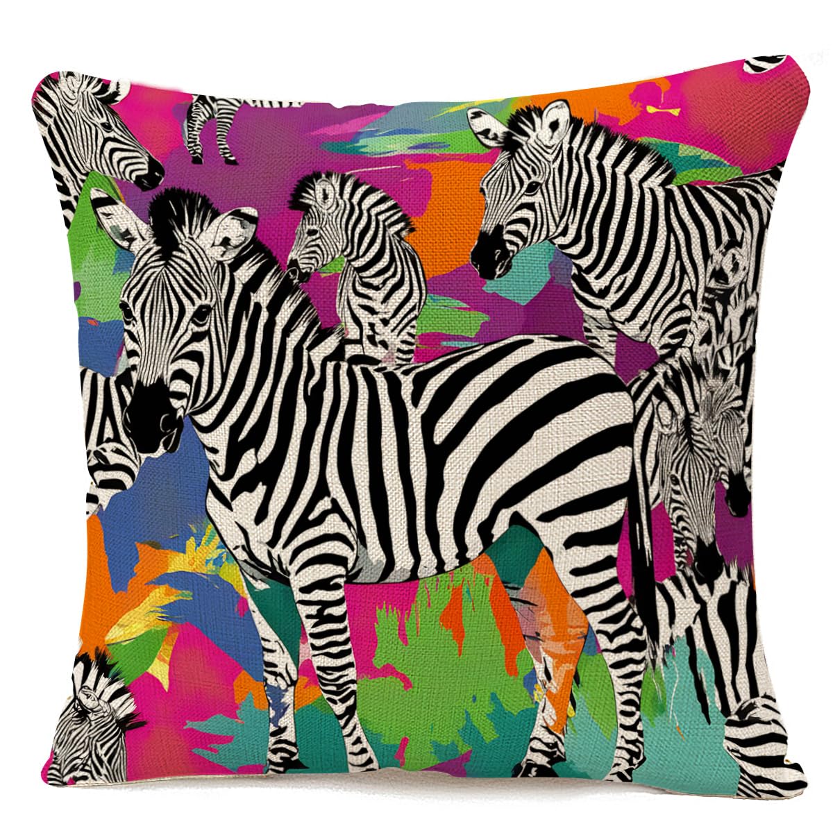 IBILIU Art Zebra Throw Pillow Covers 18X18,Zebra Animal Black White Cotton Linen Cushion Cases Decorative Pillow Cases for Couch Sofa Bedroom
