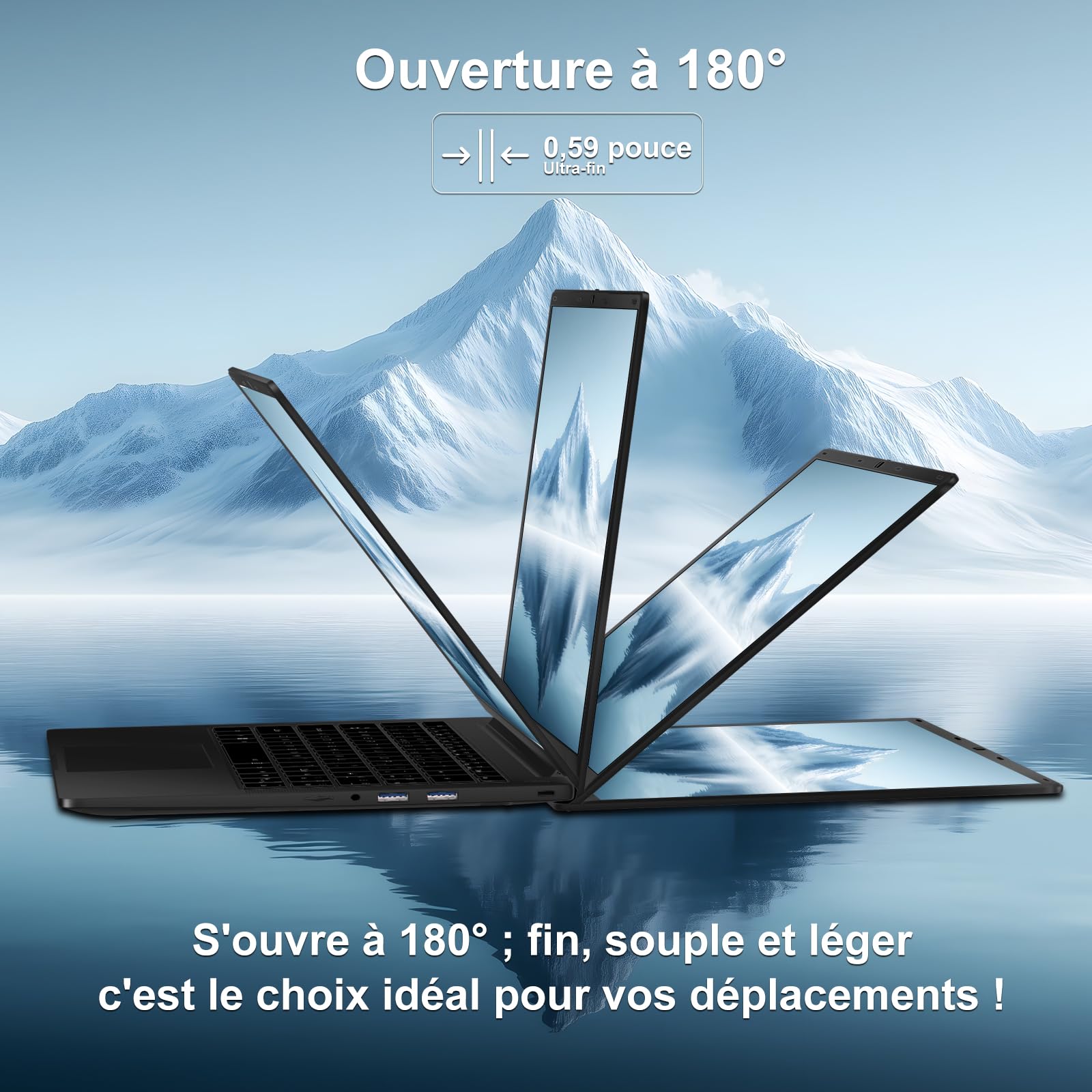 Ordinateur Portable 14 Pouces Celeron N5095 (jusqu'à 2,9 GHz) Win11 8Go 256Go SSD Extension 1To 5G WiFi FHD HDMl PC Portable avec Souris sans Fil qwerty Clavier avec AZERTY Membrane Clavier - Noir-11