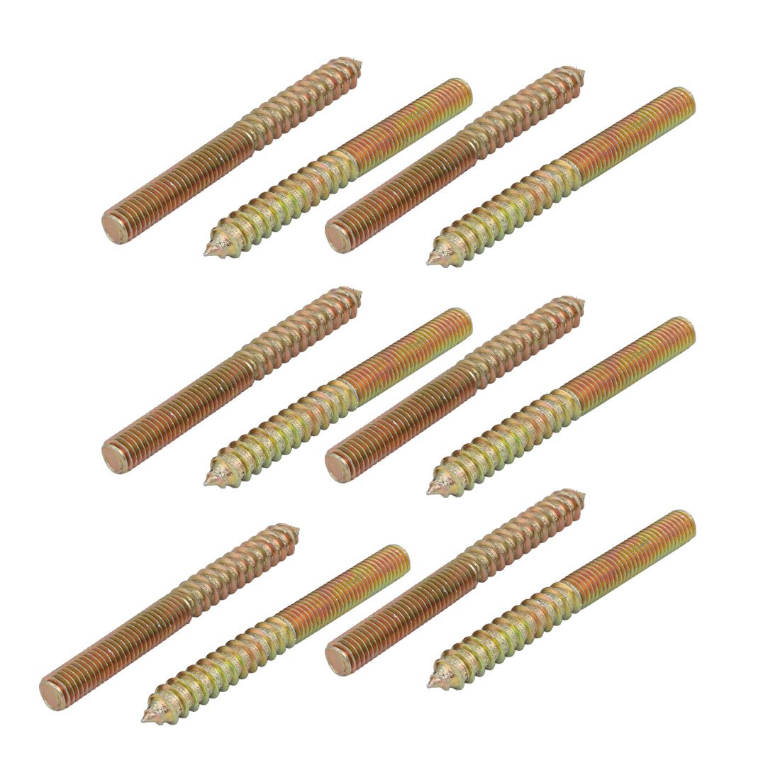 Aexit M8x80mm Carbon Home Hardware Steel Zinc Plated Hanger Bolt 12pcs Model:15as644qo138