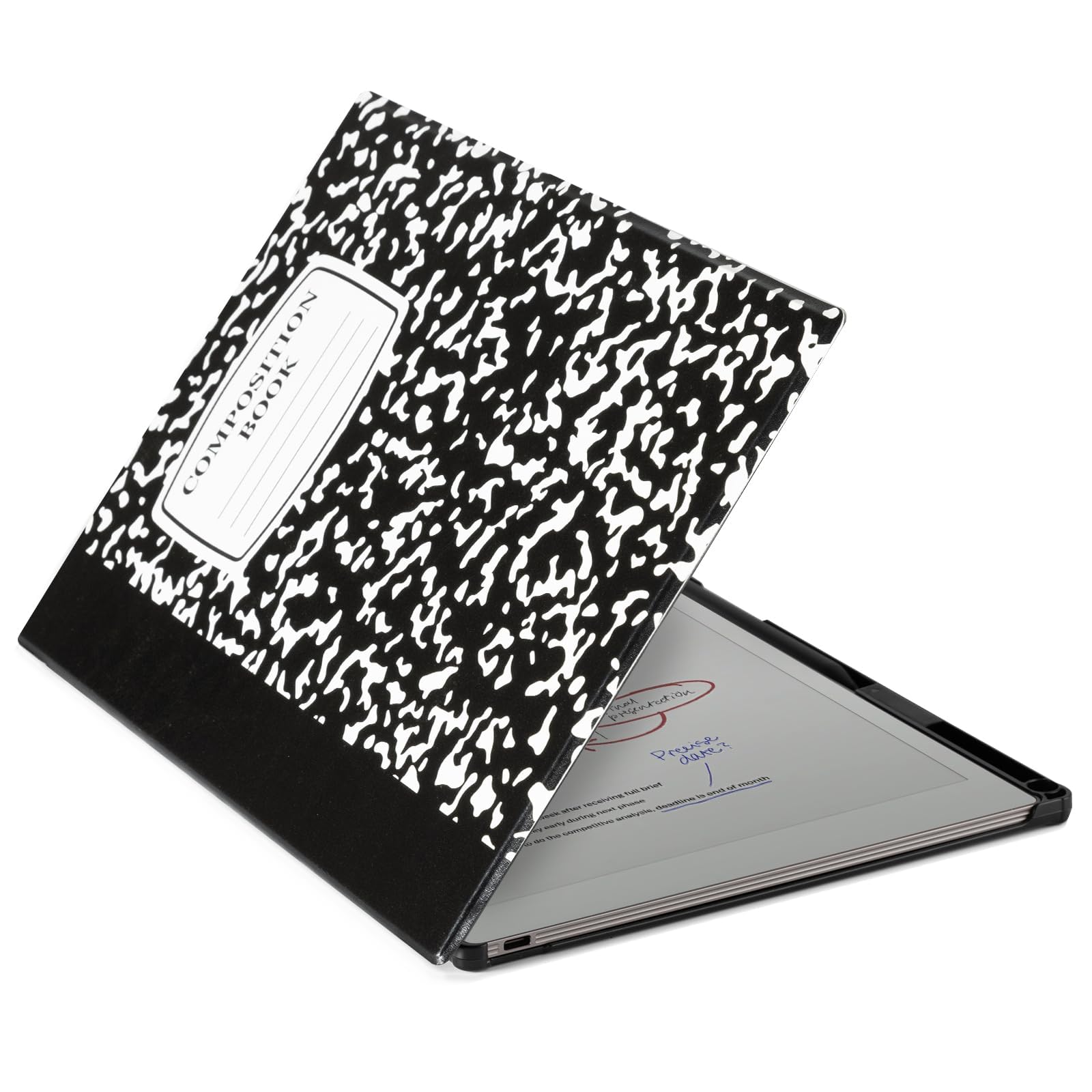 CoBak Case for Remarkable Paper Pro Color Tablet - Smart Auto Sleep/Wake Folio Lightweight Protective Cover with Built-in Pen Holder and Nibs Holder, for 11.8" 2024 Release (Black Notebook)