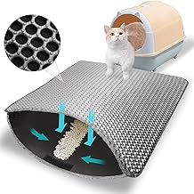 Phantasy Cat Litter Mat Double Layer Honeycomb for Cats, 55 x 75 cm, Honeycomb Design, Waterproof EVA Cat Mat, Honeycomb Design, Grey